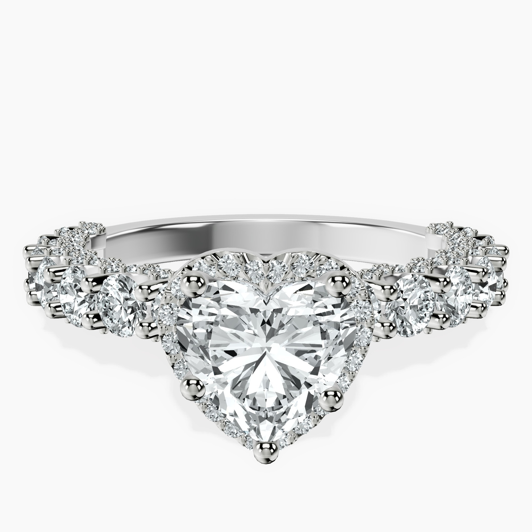Platinum Enchanté Side Stones Halo Lab Diamond Ring front image