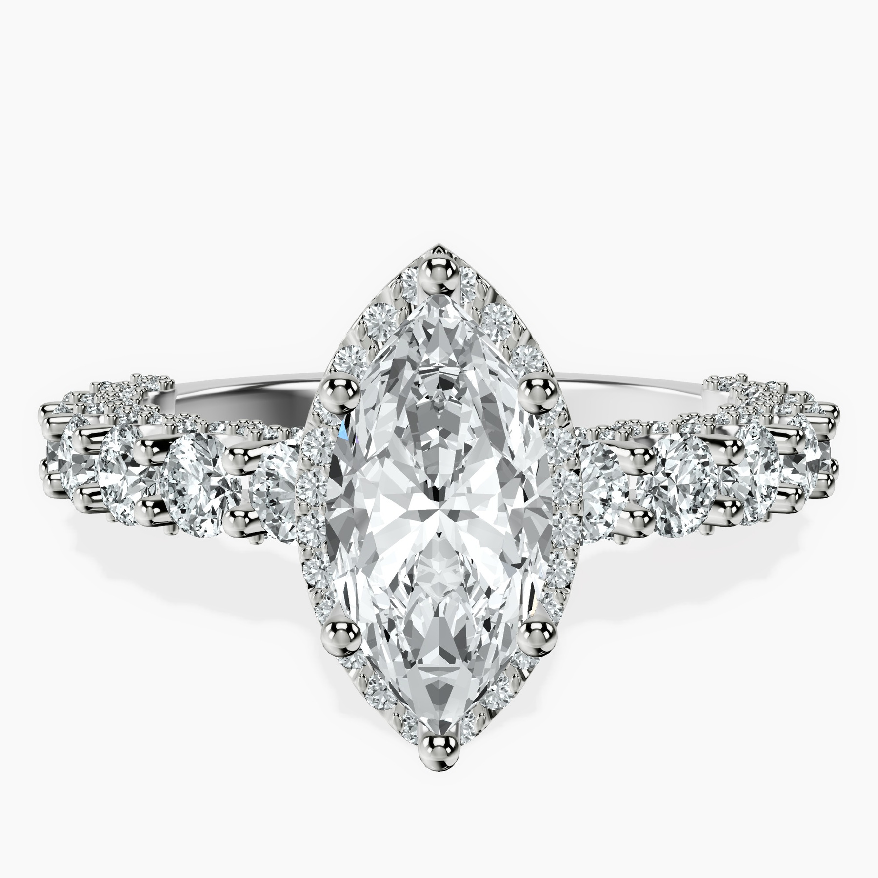 Platinum Enchanté Side Stones Halo Lab Diamond Ring front image