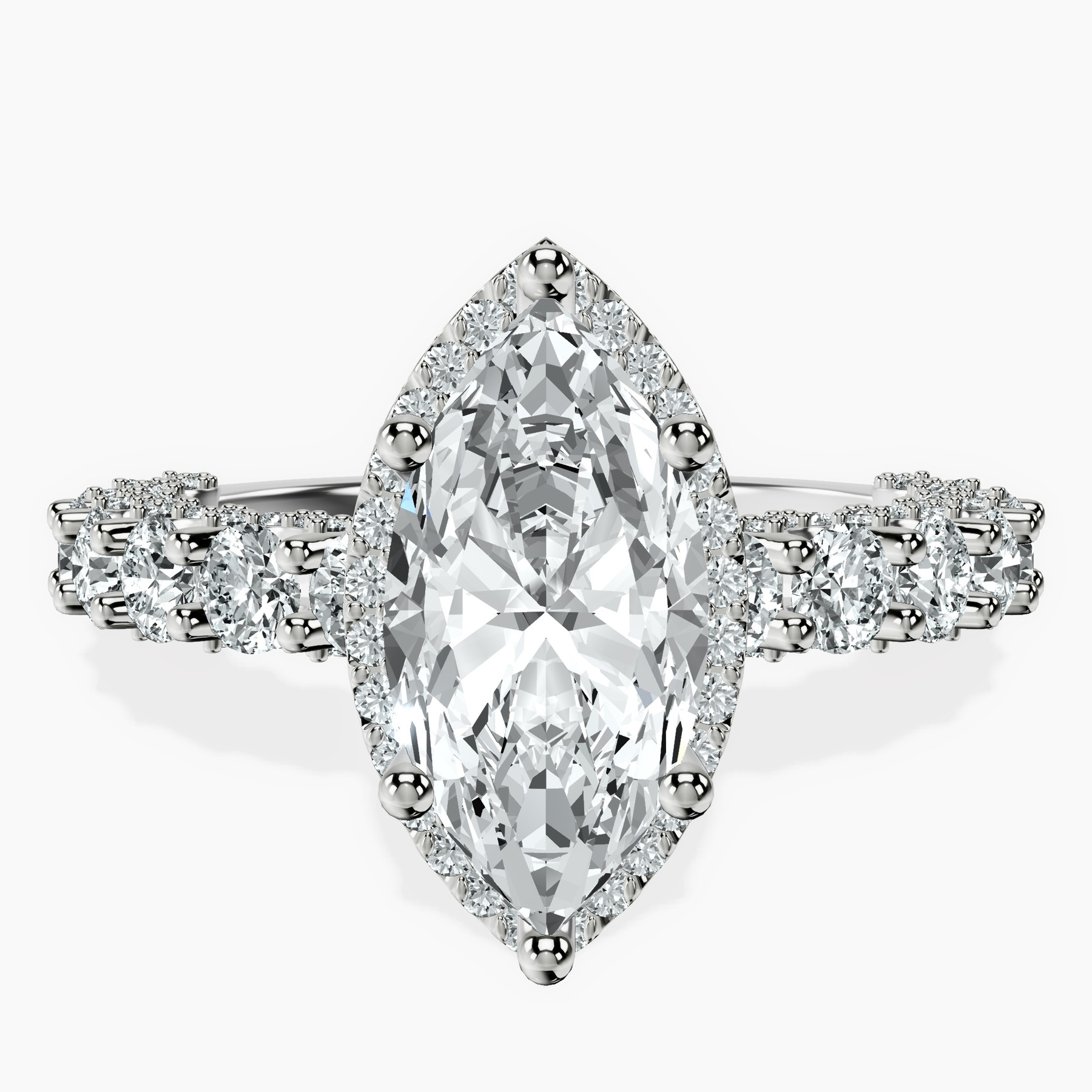 Platinum Enchanté Side Stones Halo Lab Diamond Ring front image