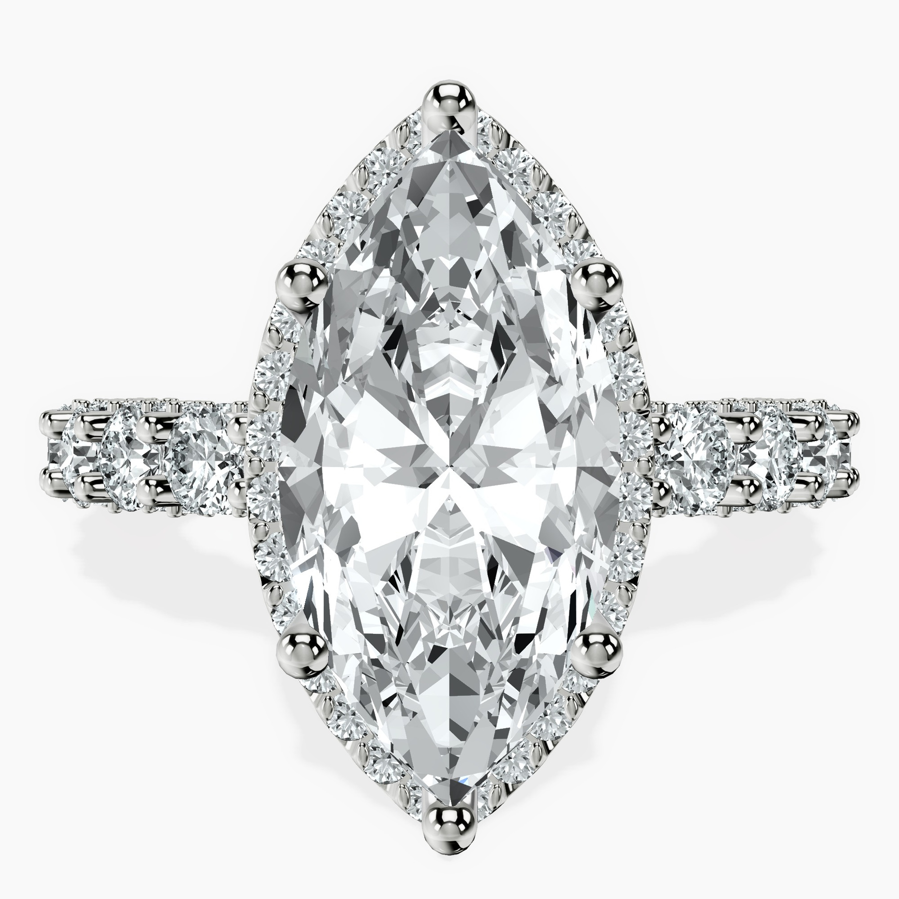 18kt White Gold Enchanté Side Stones Halo Lab Diamond Ring front image