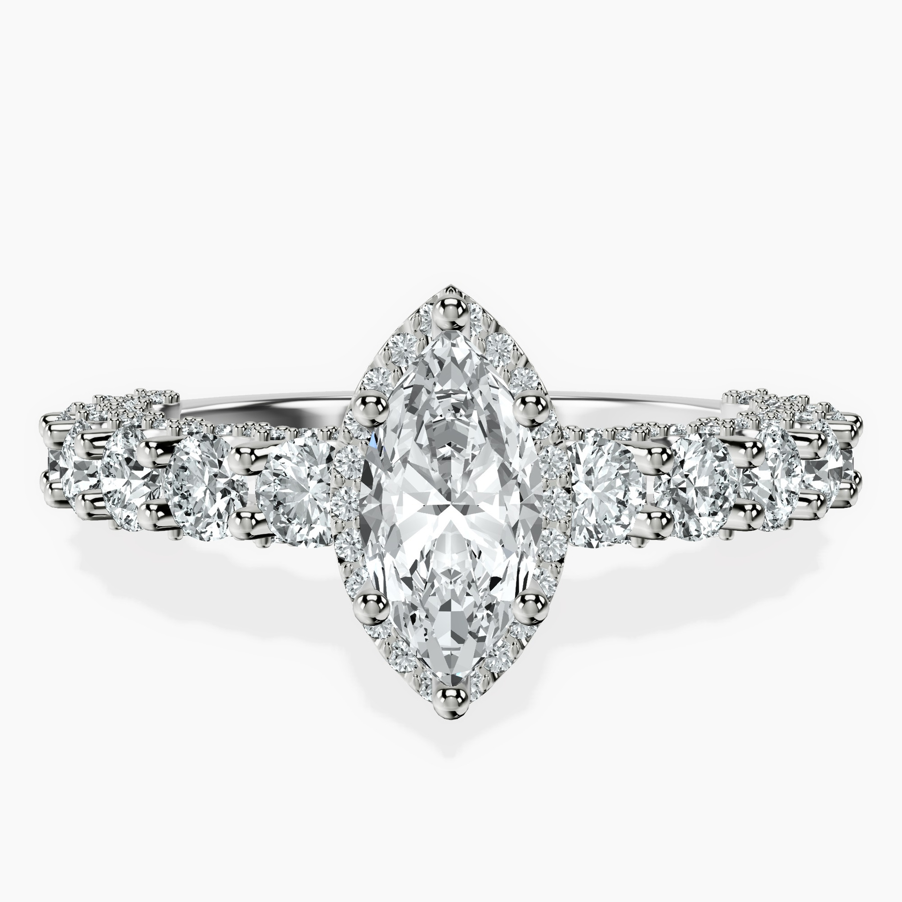Platinum Enchanté Side Stones Halo Lab Diamond Ring front image