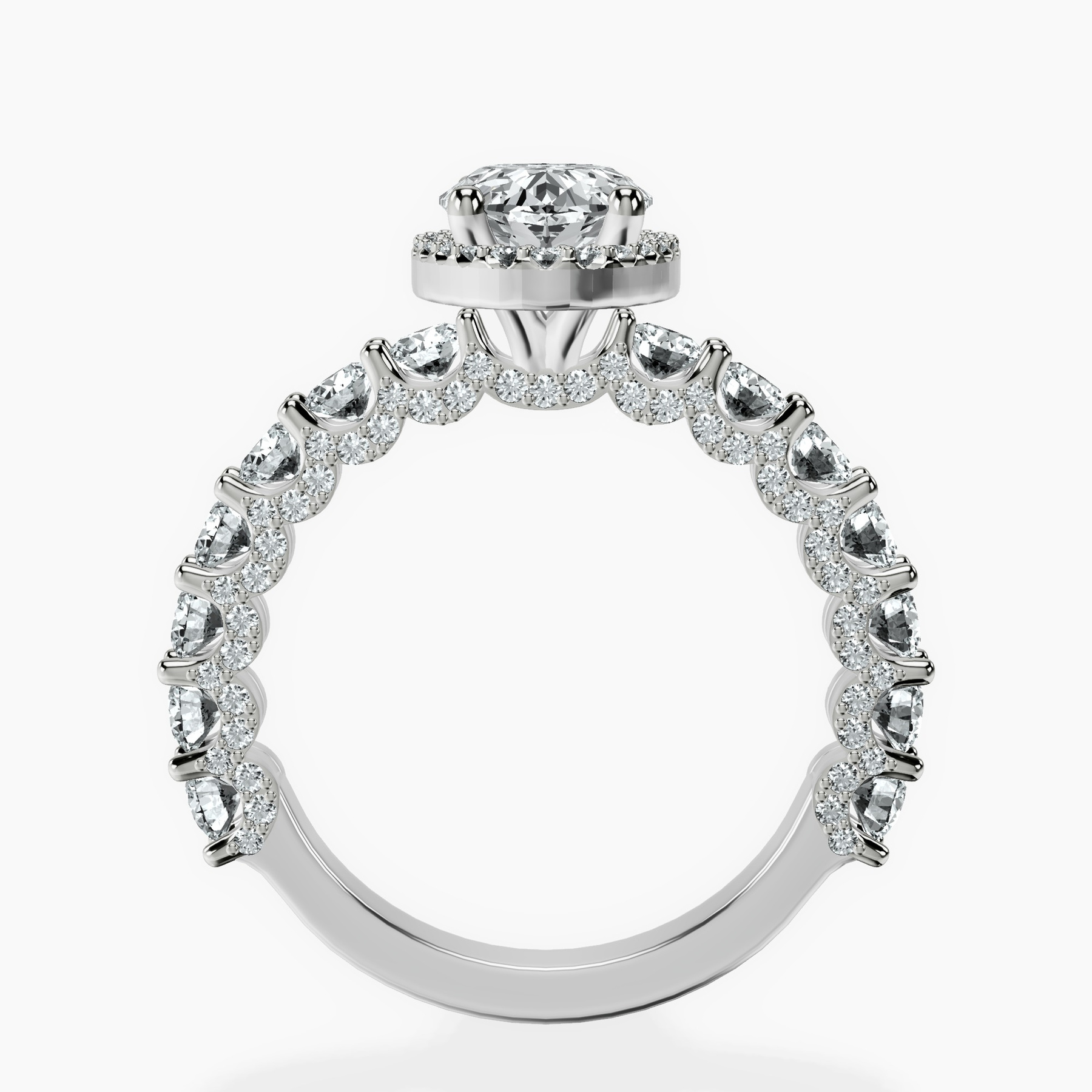 10kt White Gold Enchanté Side Stones Halo Lab Diamond Ring side right image one