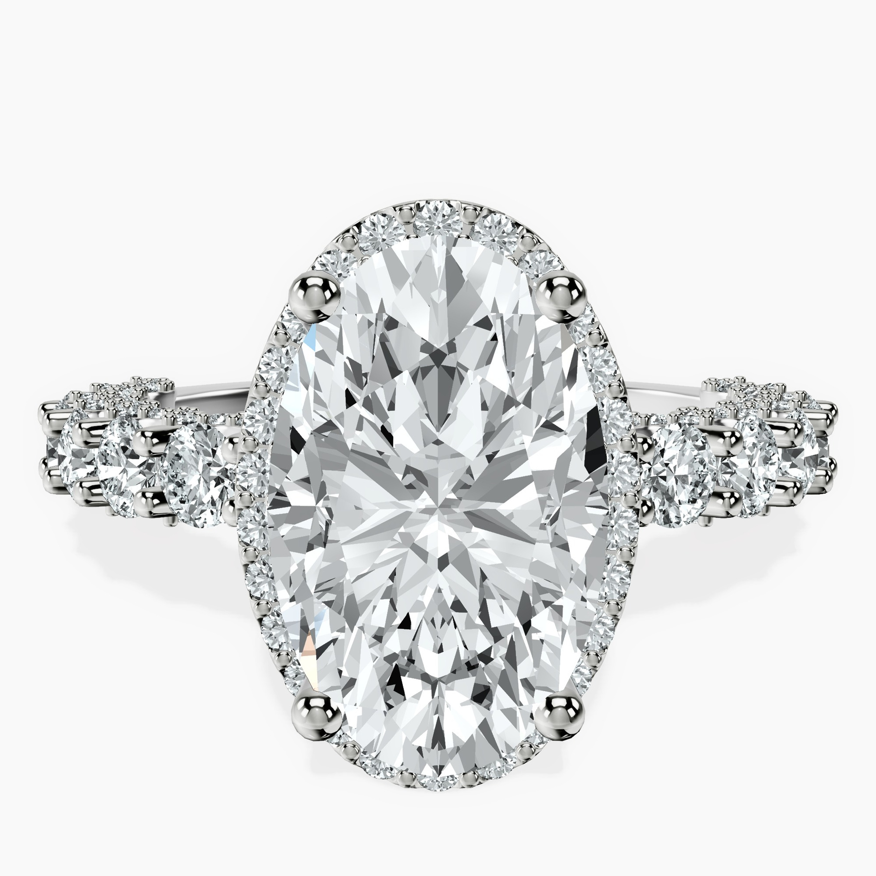 Platinum Enchanté Side Stones Halo Lab Diamond Ring front image