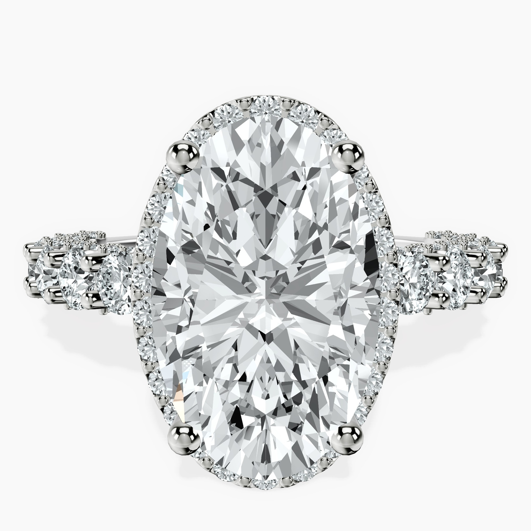 Platinum Enchanté Side Stones Halo Lab Diamond Ring front image