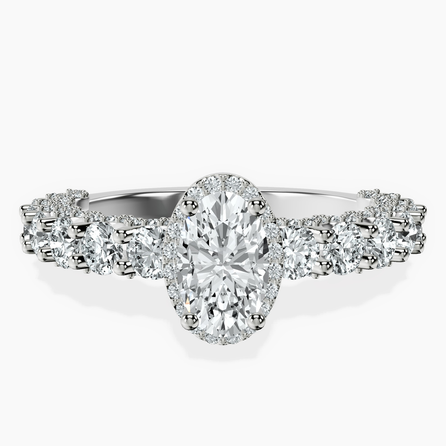 Platinum Enchanté Side Stones Halo Lab Diamond Ring front image