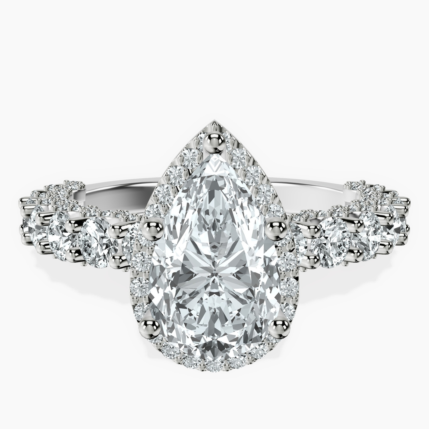 Platinum Enchanté Side Stones Halo Lab Diamond Ring front image