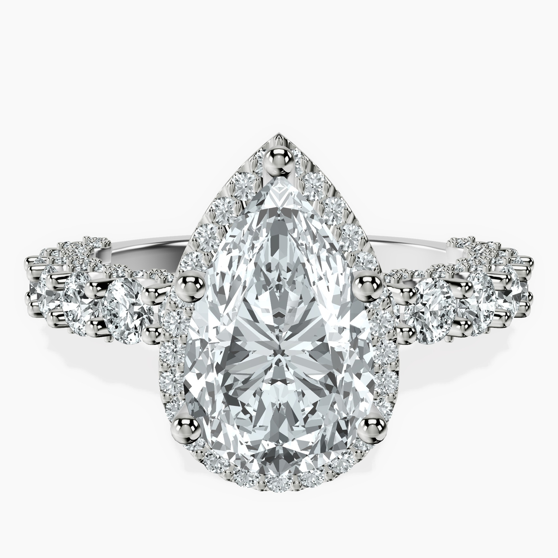 10kt White Gold Enchanté Side Stones Halo Lab Diamond Ring front image