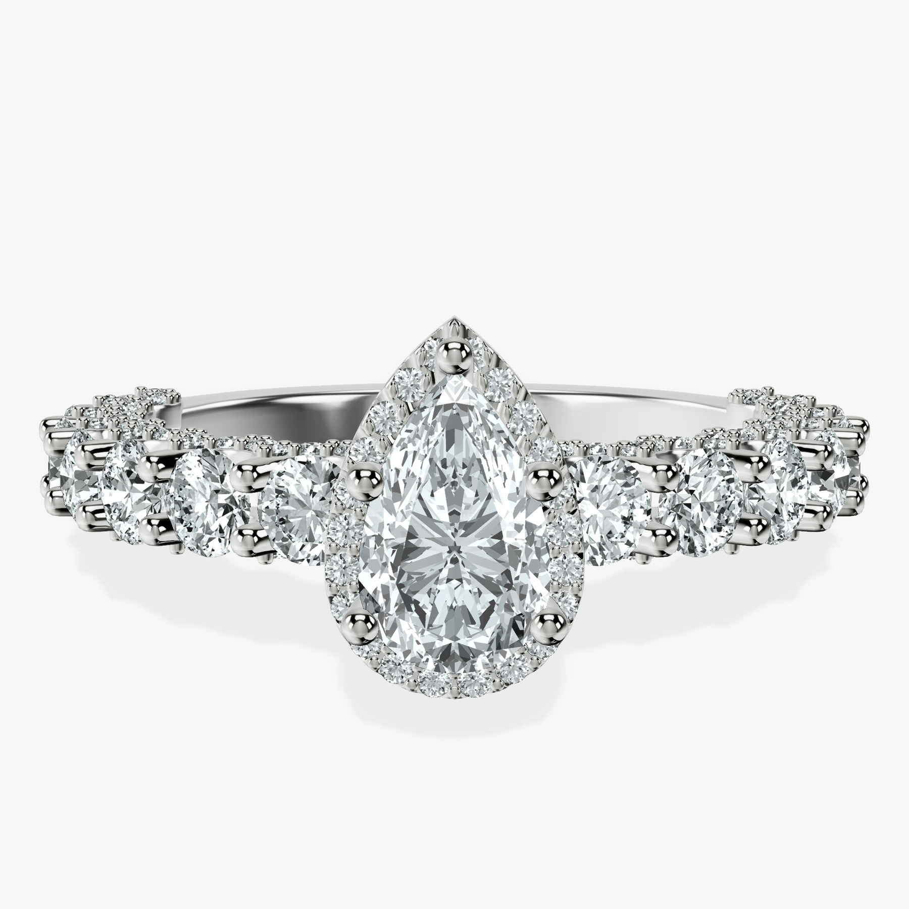 14kt White Gold Enchanté Side Stones Halo Lab Diamond Ring front image
