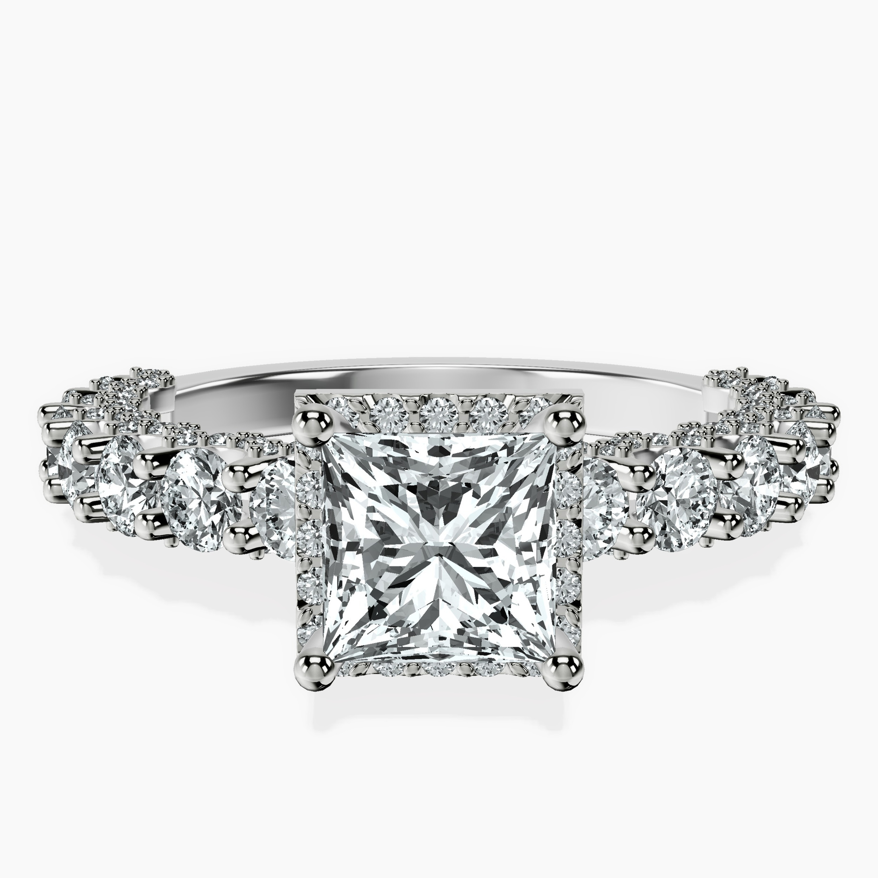 Platinum Enchanté Side Stones Halo Lab Diamond Ring front image
