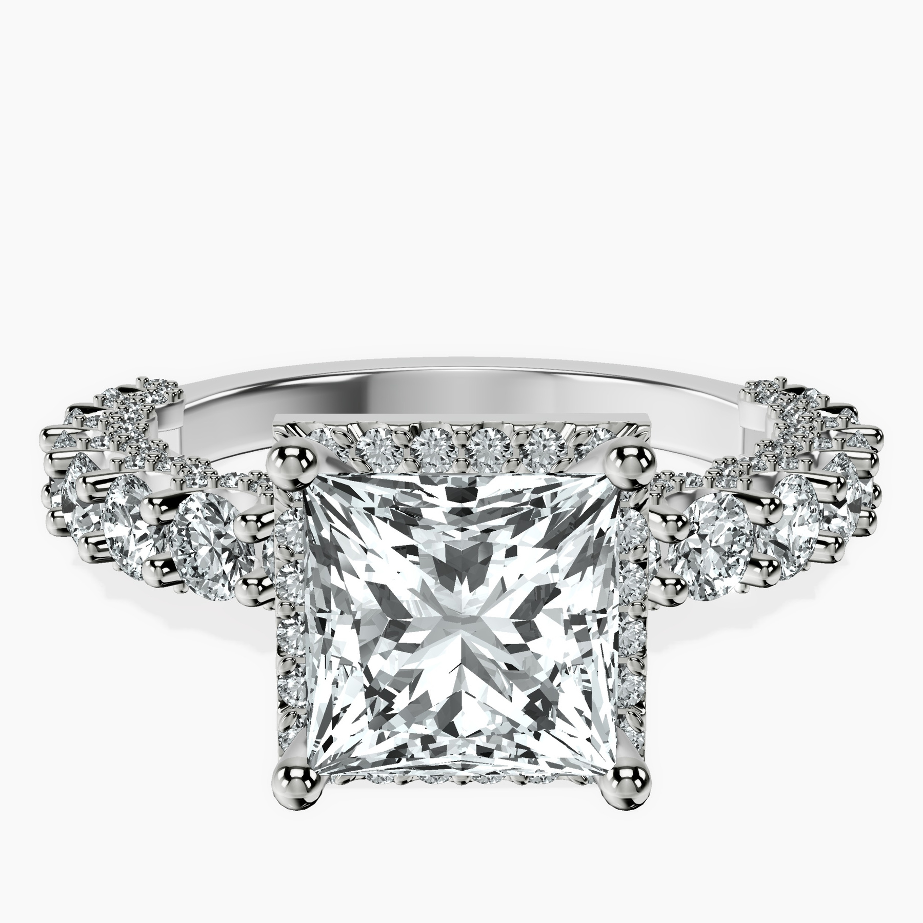 Platinum Enchanté Side Stones Halo Lab Diamond Ring front image