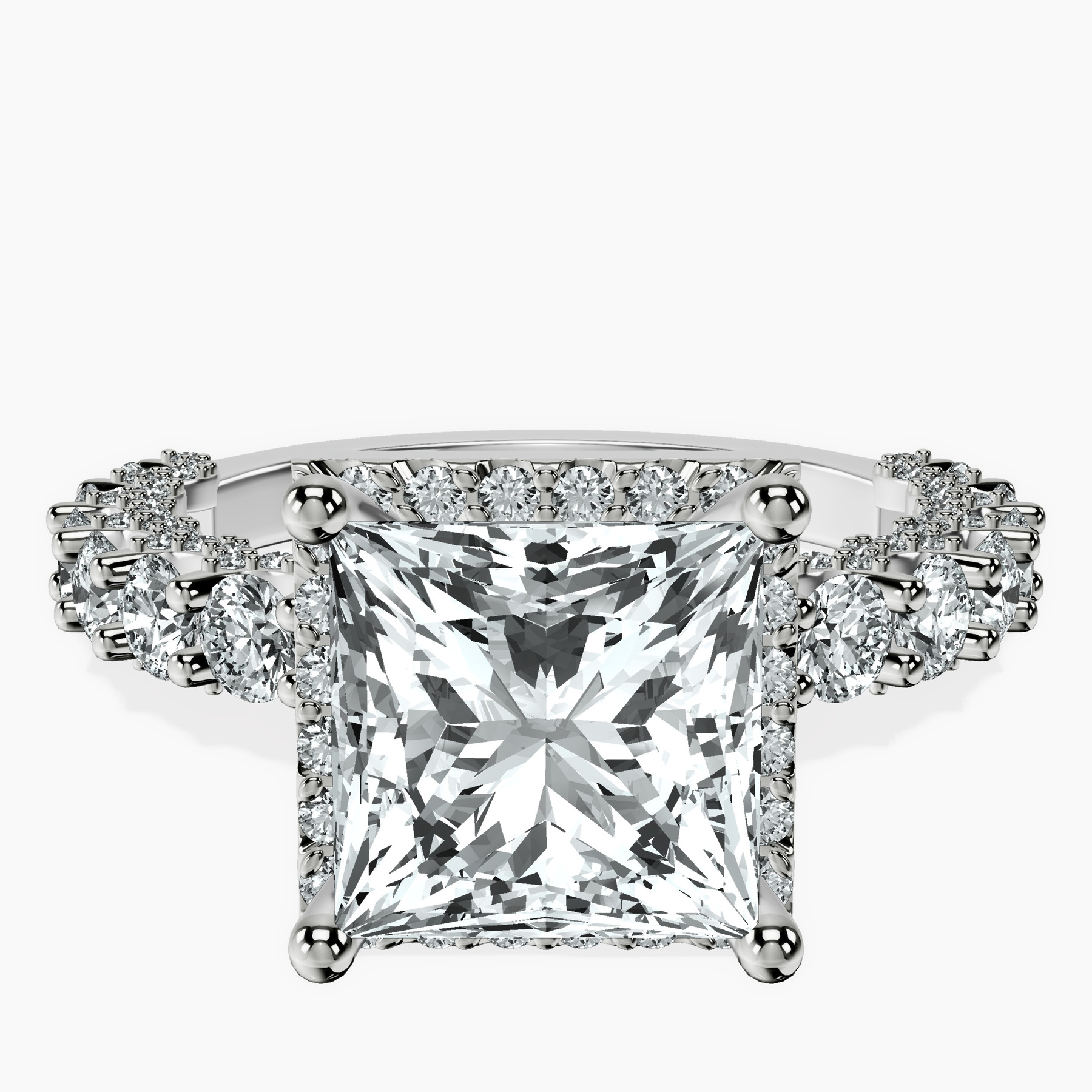 Platinum Enchanté Side Stones Halo Lab Diamond Ring front image