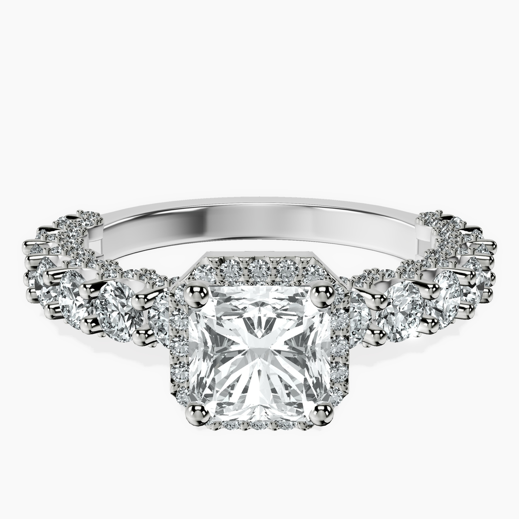 Platinum Enchanté Side Stones Halo Lab Diamond Ring front image