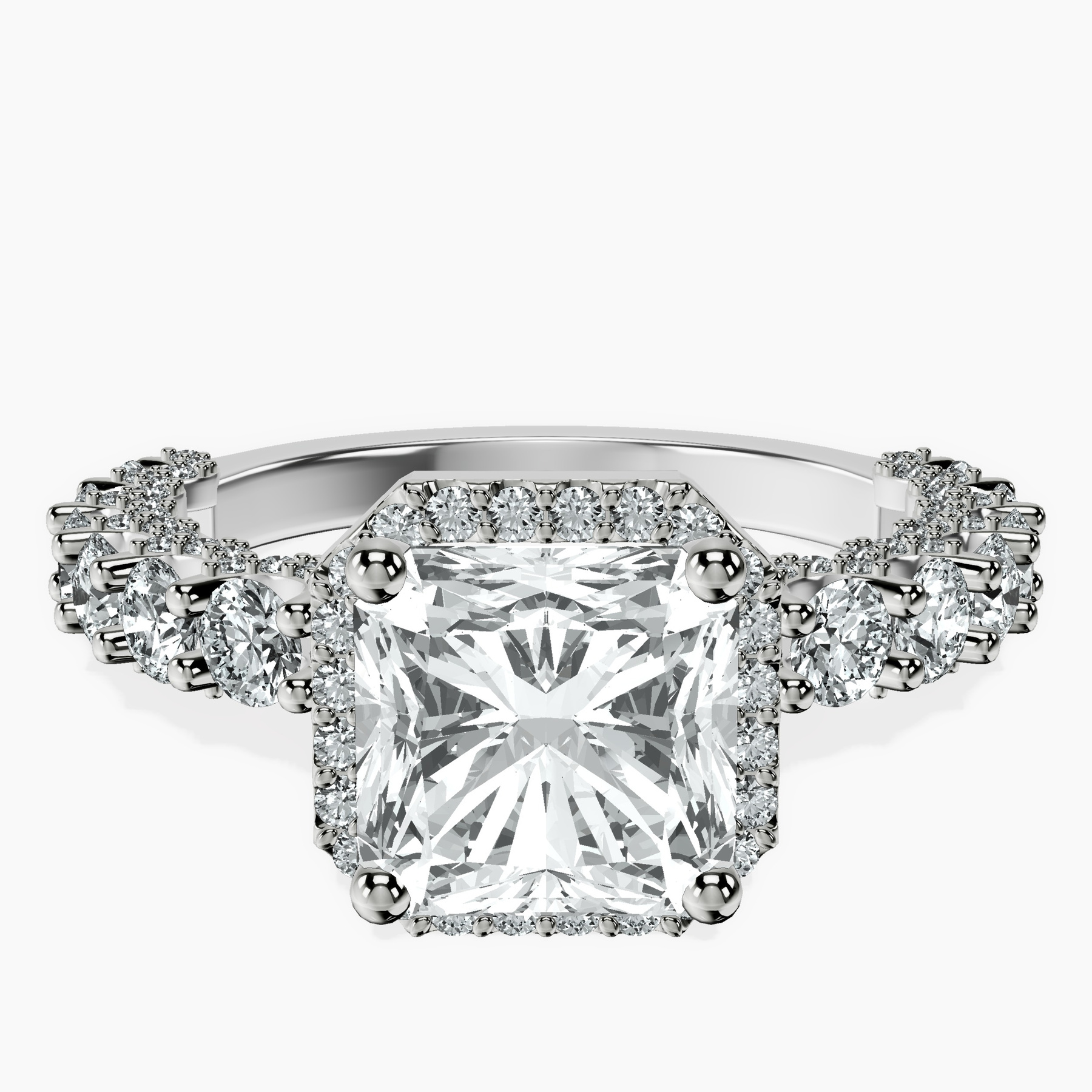 Platinum Enchanté Side Stones Halo Lab Diamond Ring front image