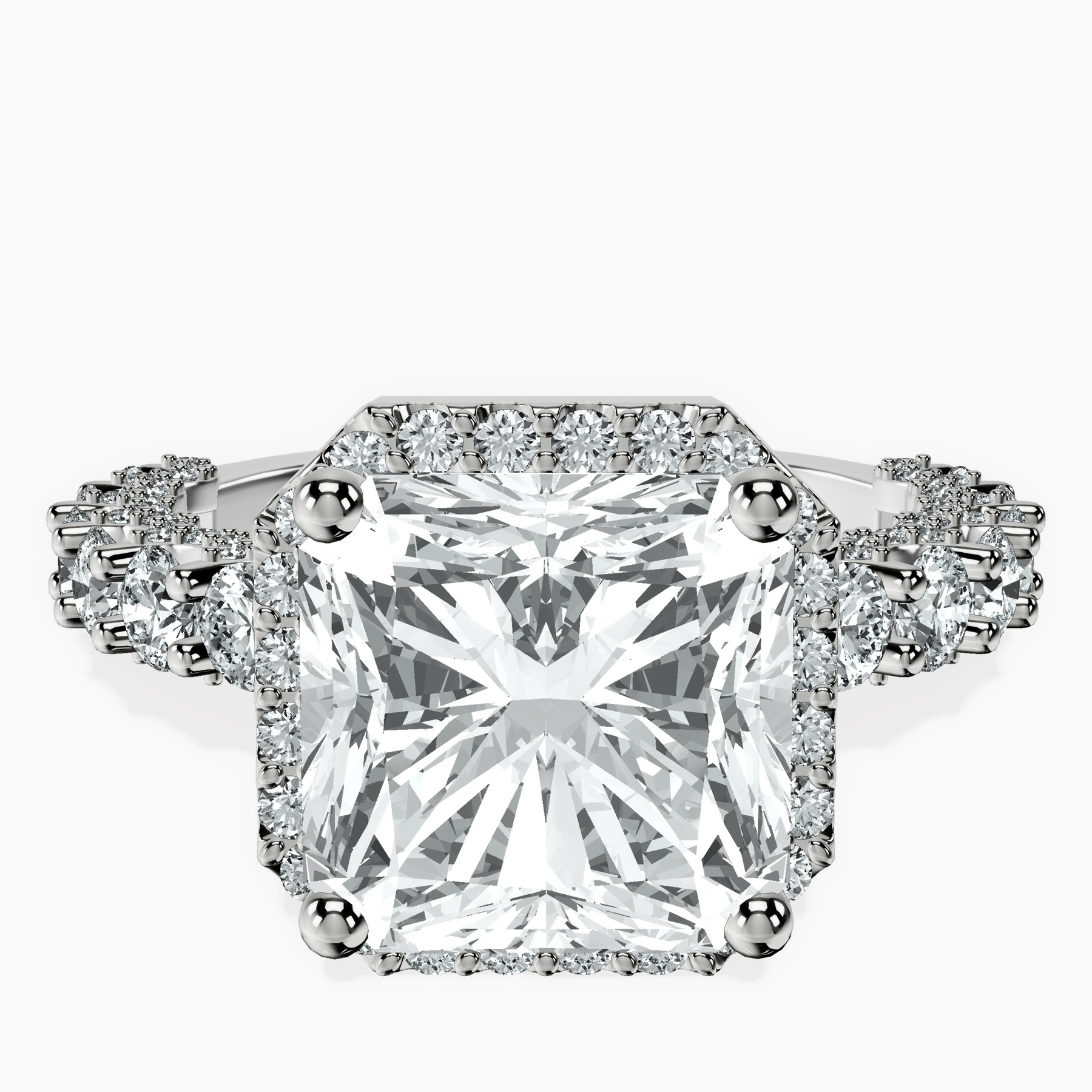 Platinum Enchanté Side Stones Halo Lab Diamond Ring front image