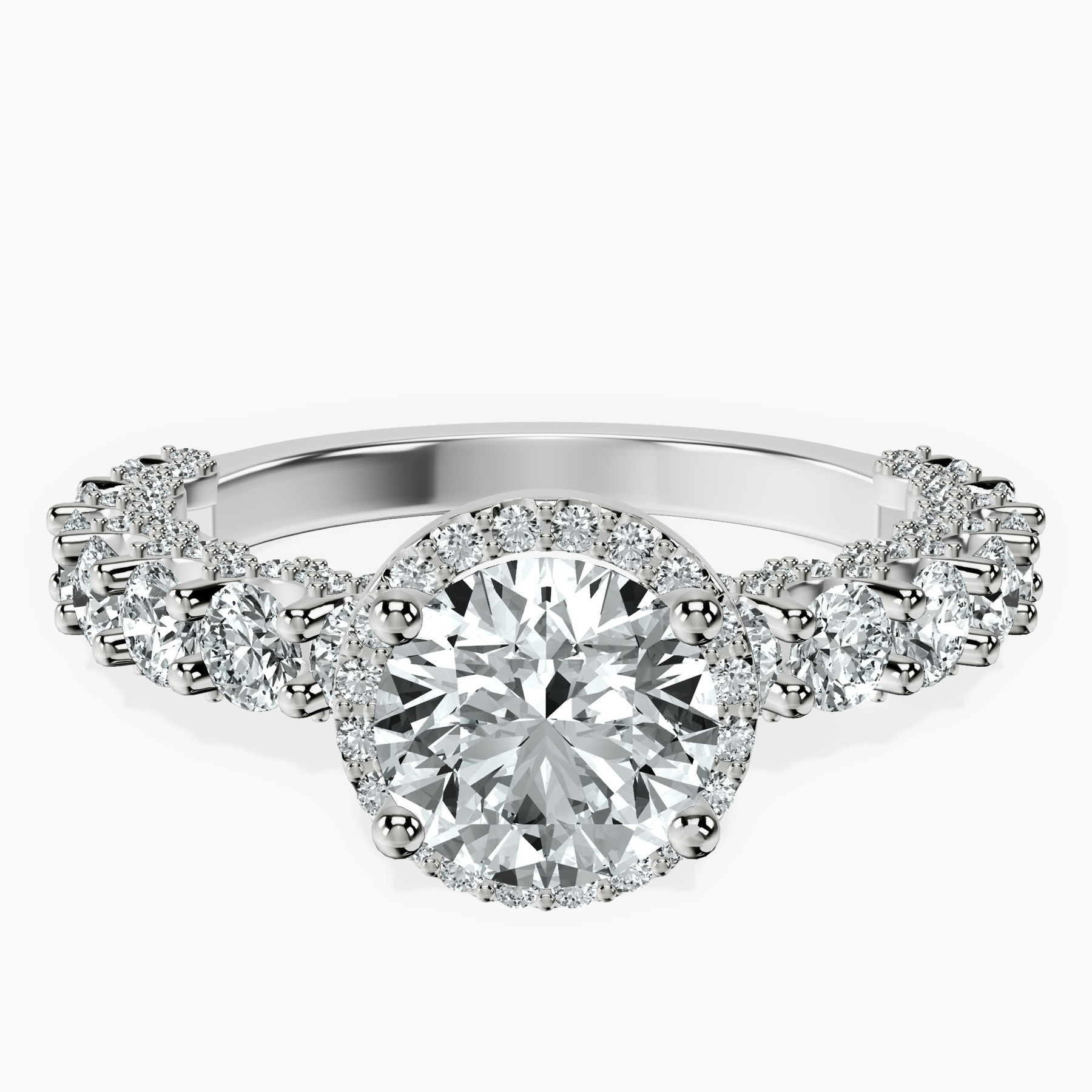 Platinum Enchanté Side Stones Halo Lab Diamond Ring front image