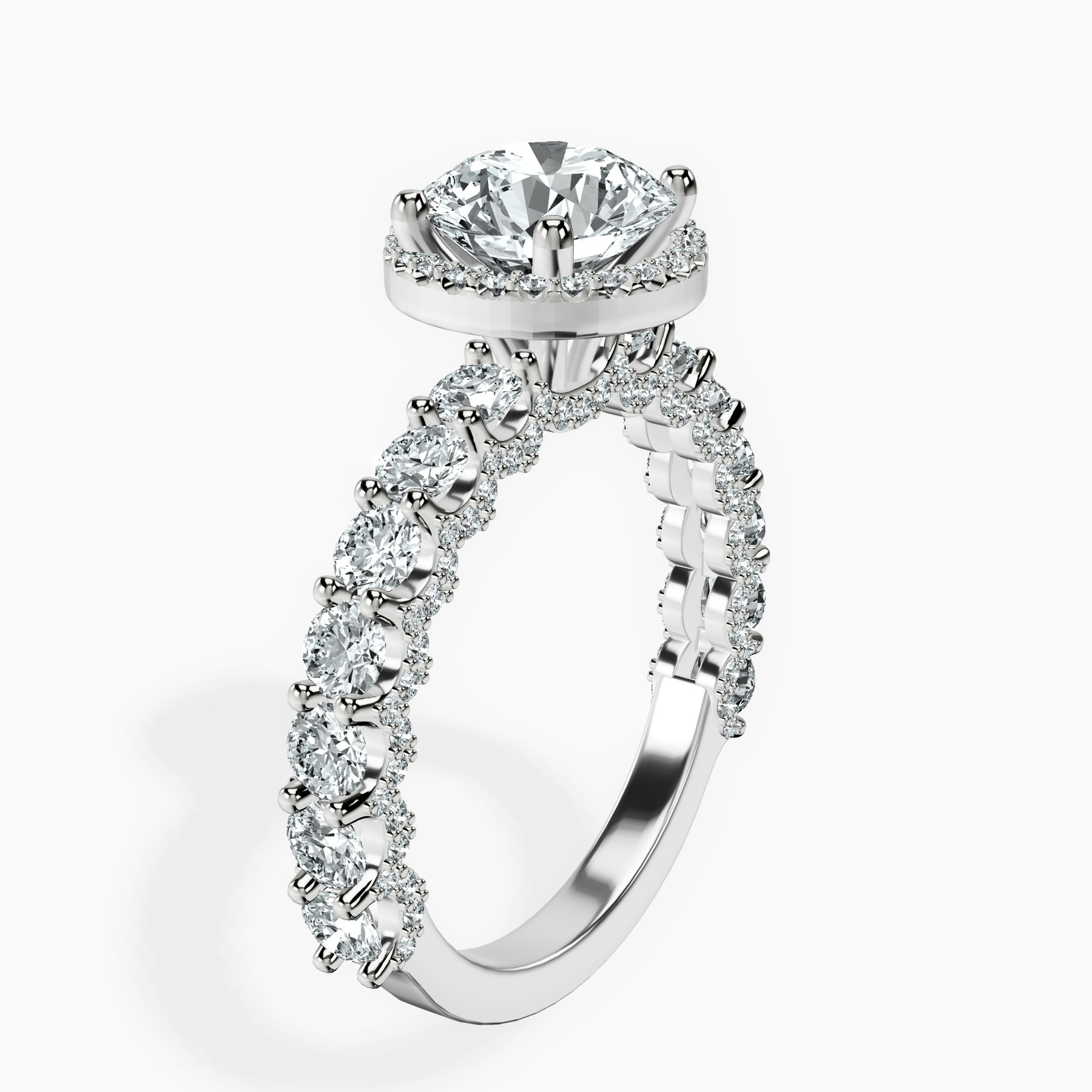 10kt White Gold Enchanté Side Stones Halo Lab Diamond Ring standing product image one