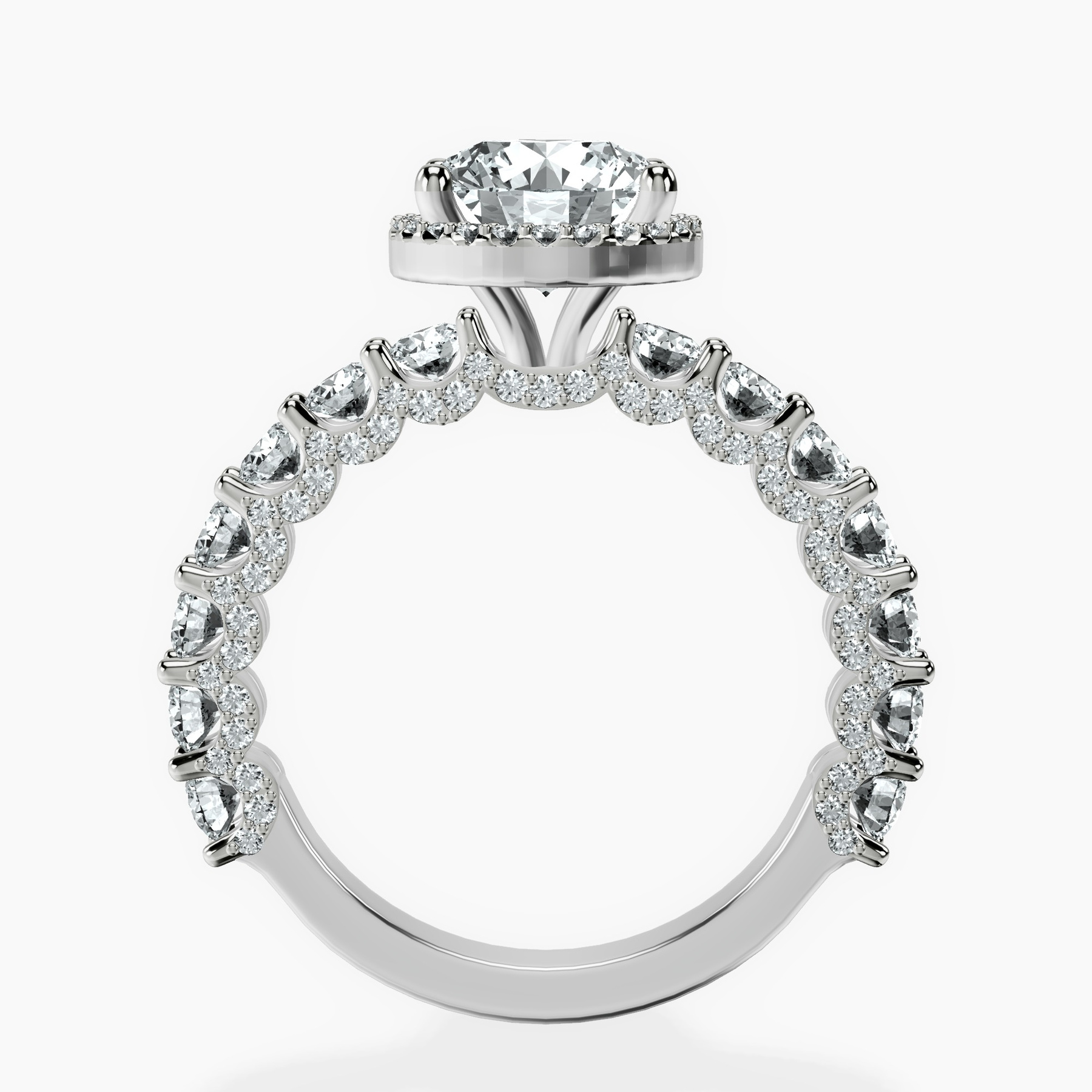 10kt White Gold Enchanté Side Stones Halo Lab Diamond Ring side right image one