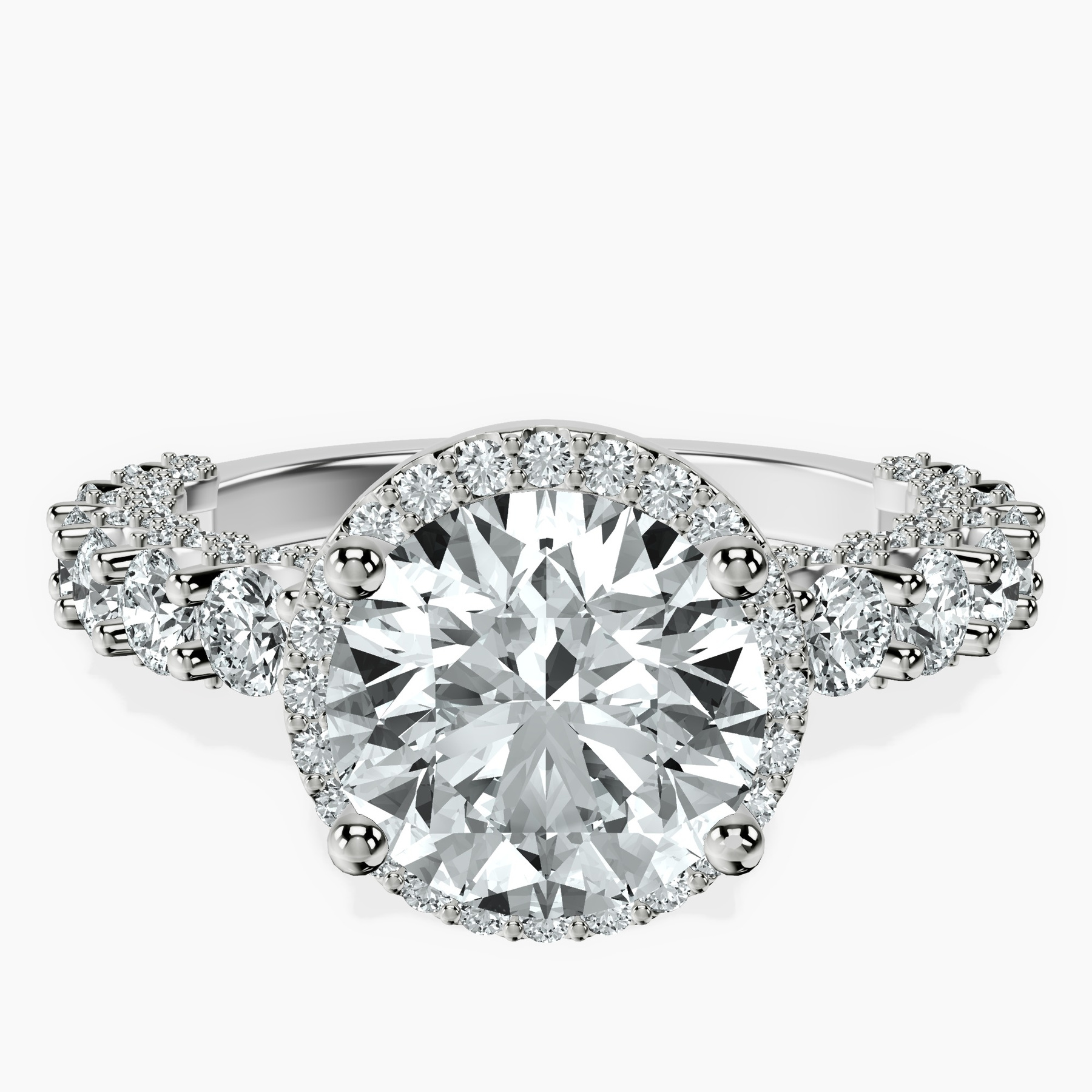 18kt White Gold Enchanté Side Stones Halo Lab Diamond Ring front image