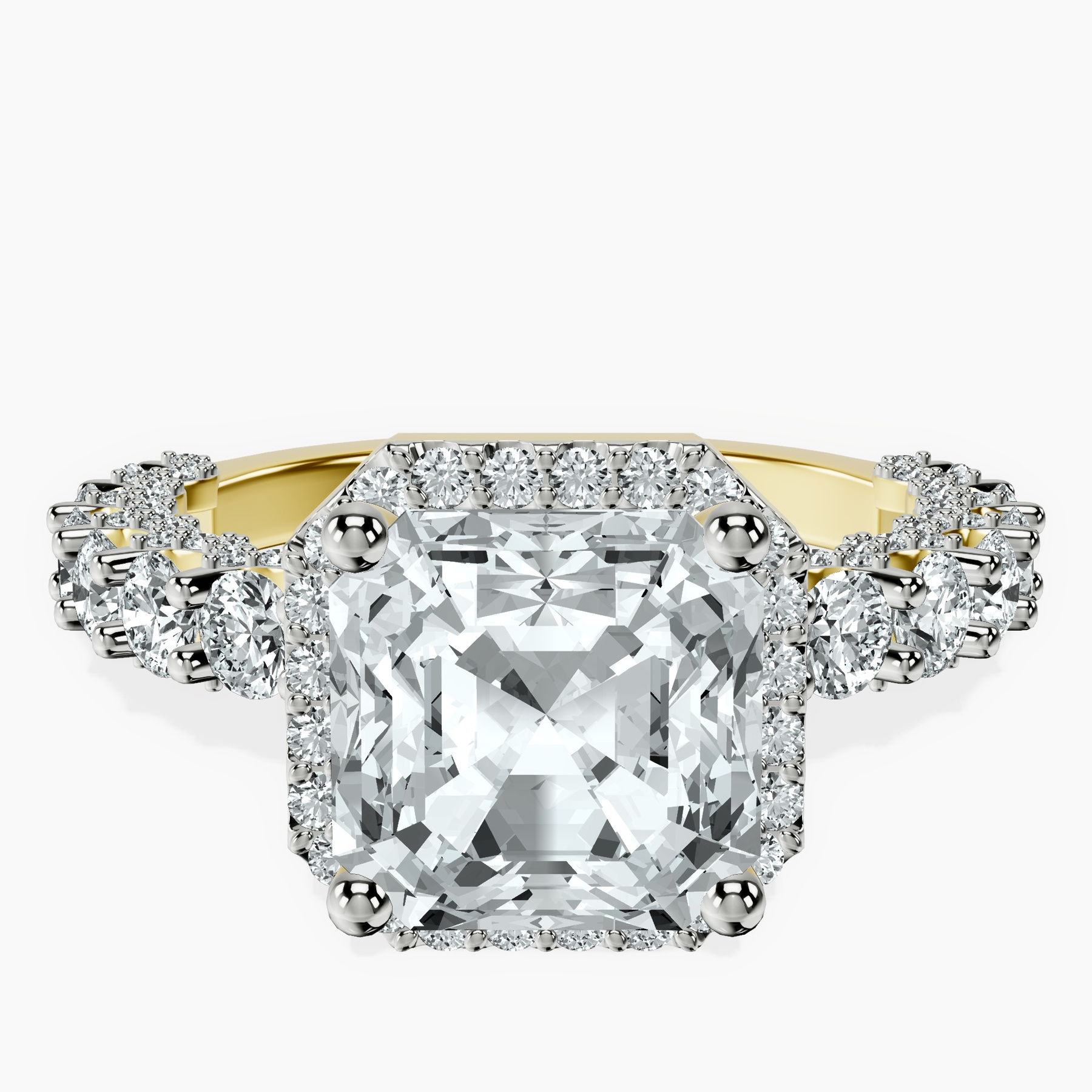 10kt Yellow Gold Enchanté Side Stones Halo Lab Diamond Ring front image
