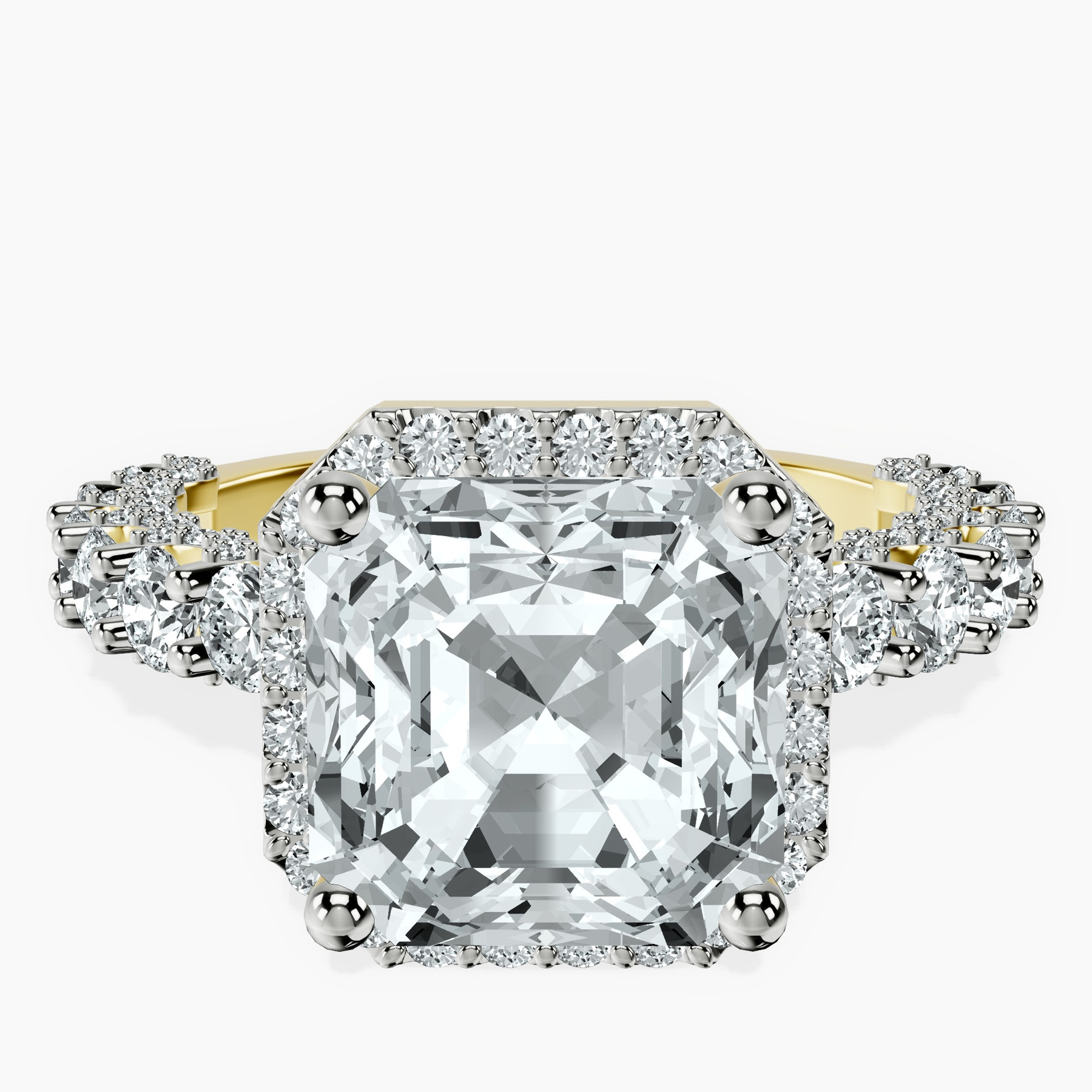10kt Yellow Gold Enchanté Side Stones Halo Lab Diamond Ring front image