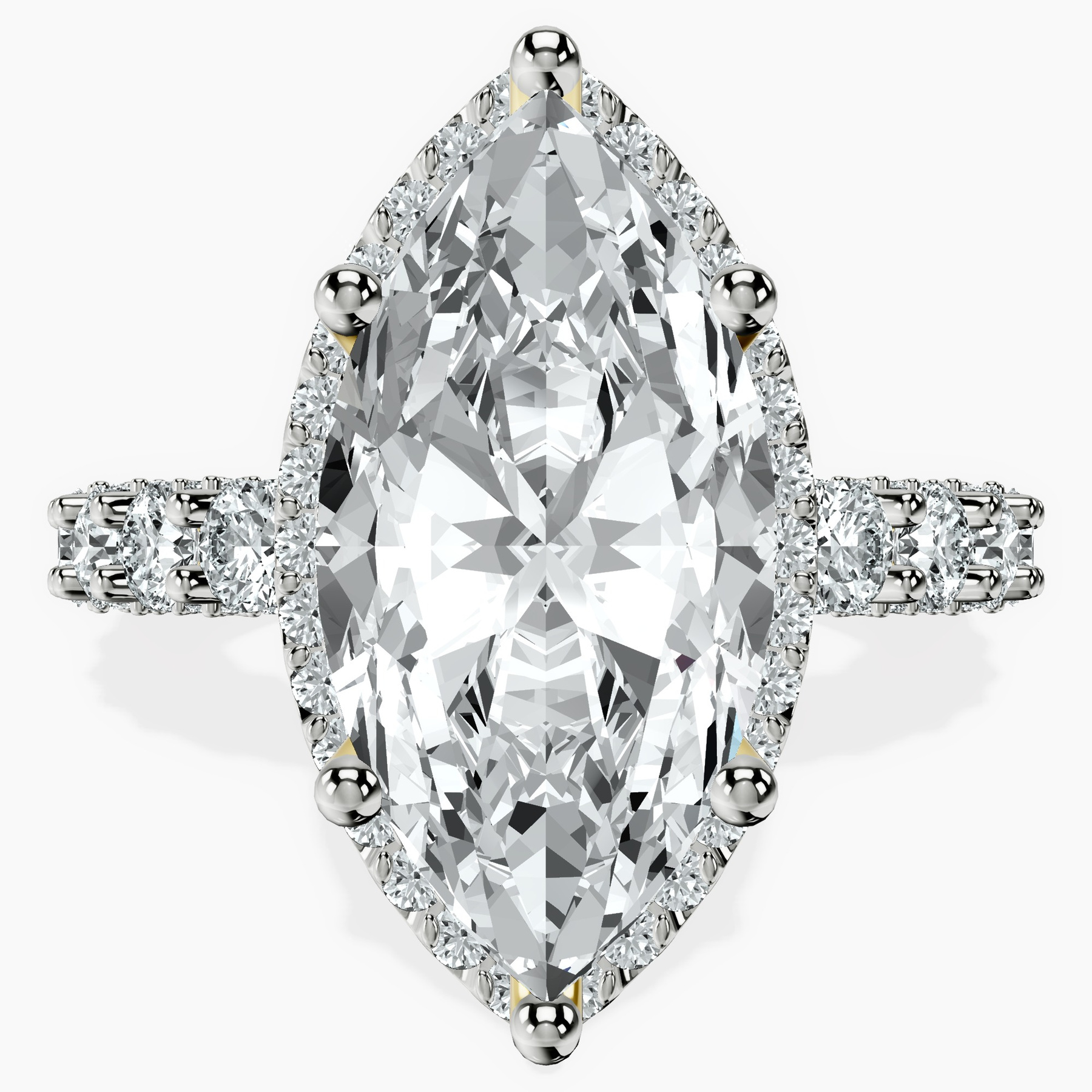 18kt Yellow Gold Enchanté Side Stones Halo Lab Diamond Ring front image