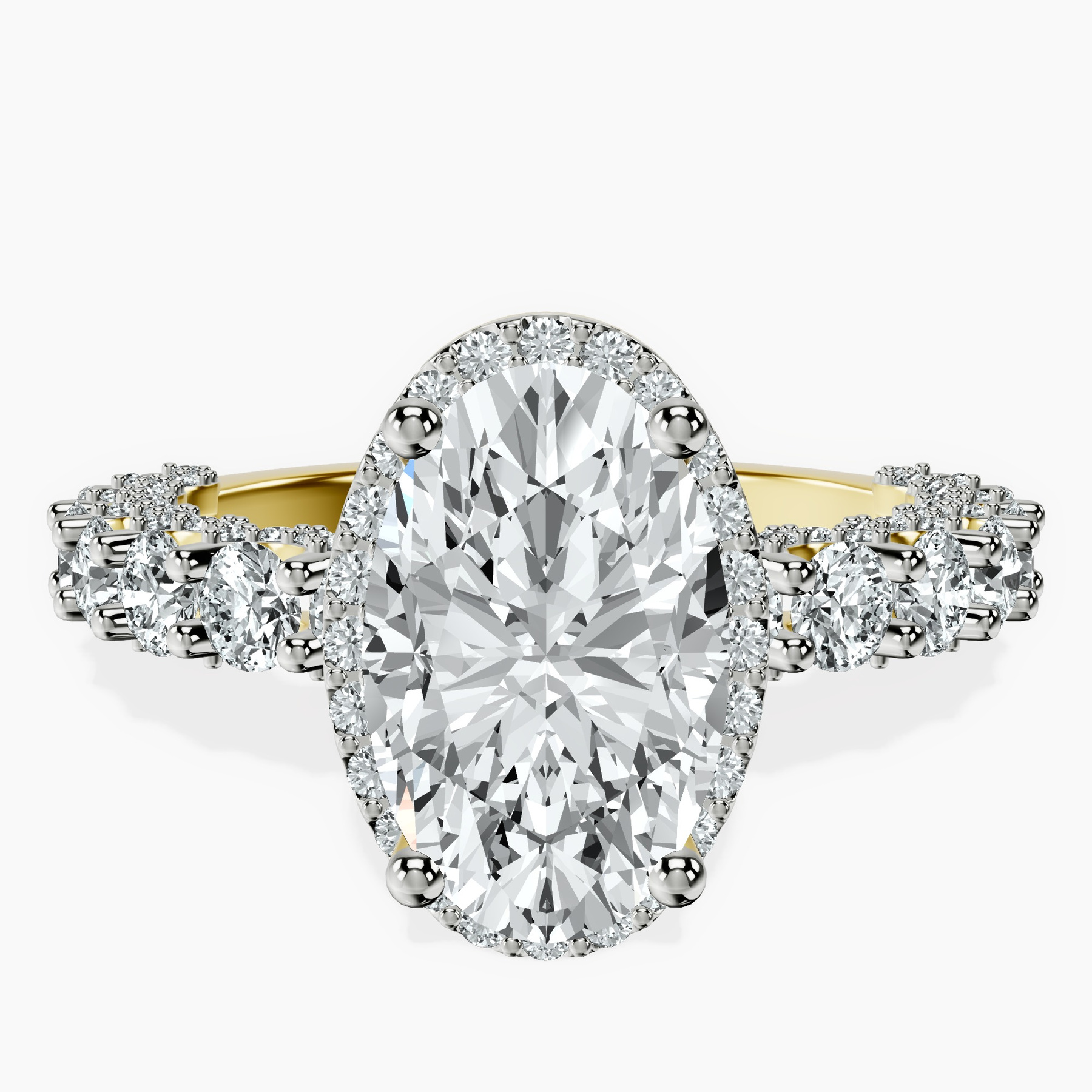 14kt Yellow Gold Enchanté Side Stones Halo Lab Diamond Ring front image