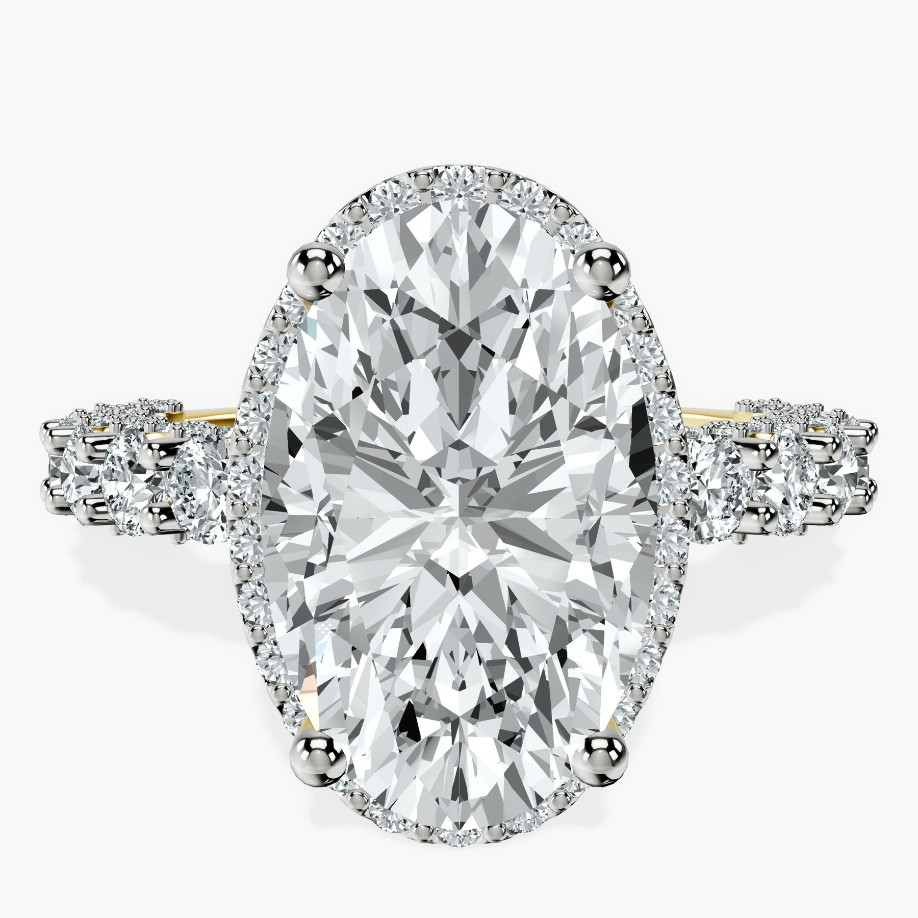 18kt Yellow Gold Enchanté Side Stones Halo Lab Diamond Ring front image