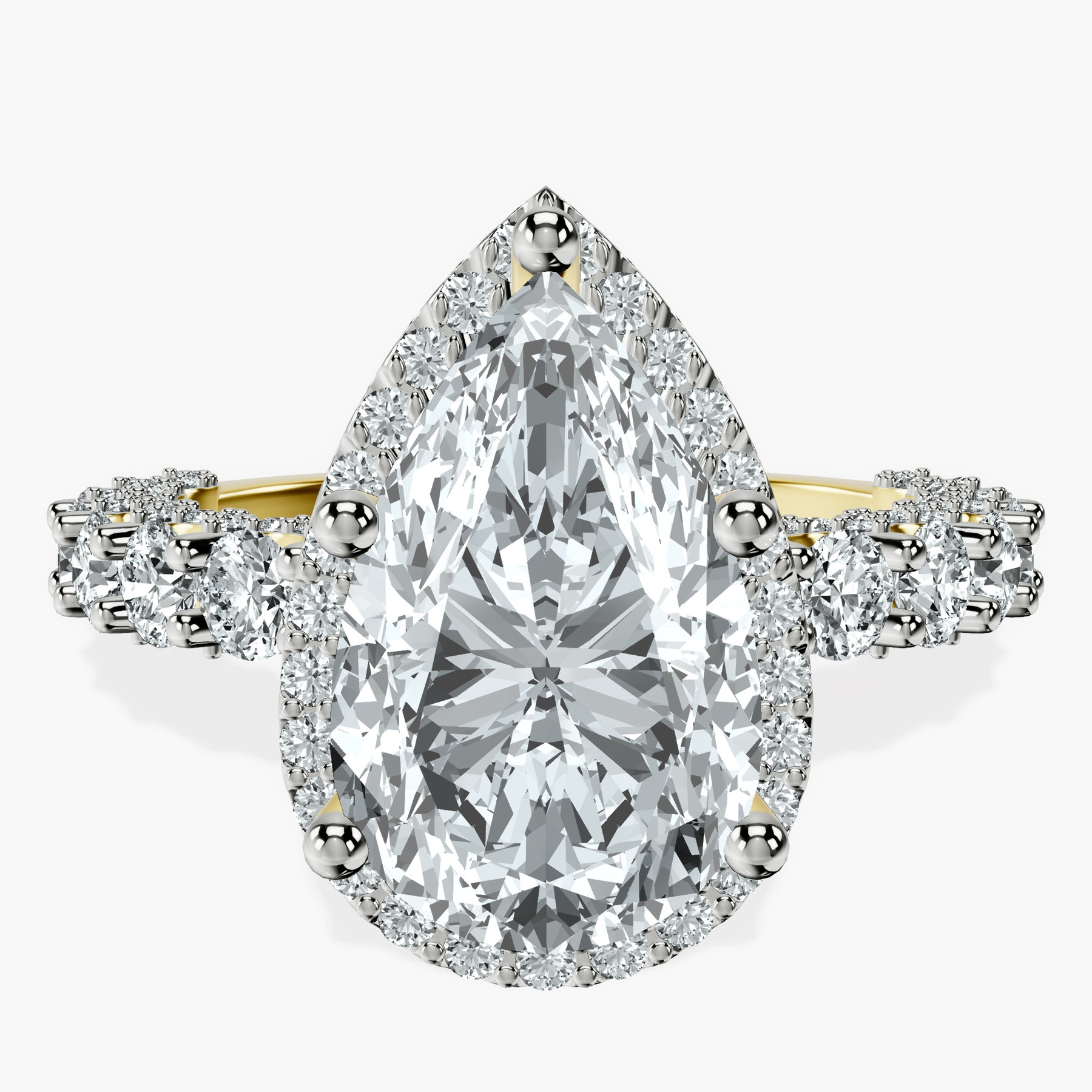 10kt Yellow Gold Enchanté Side Stones Halo Lab Diamond Ring front image