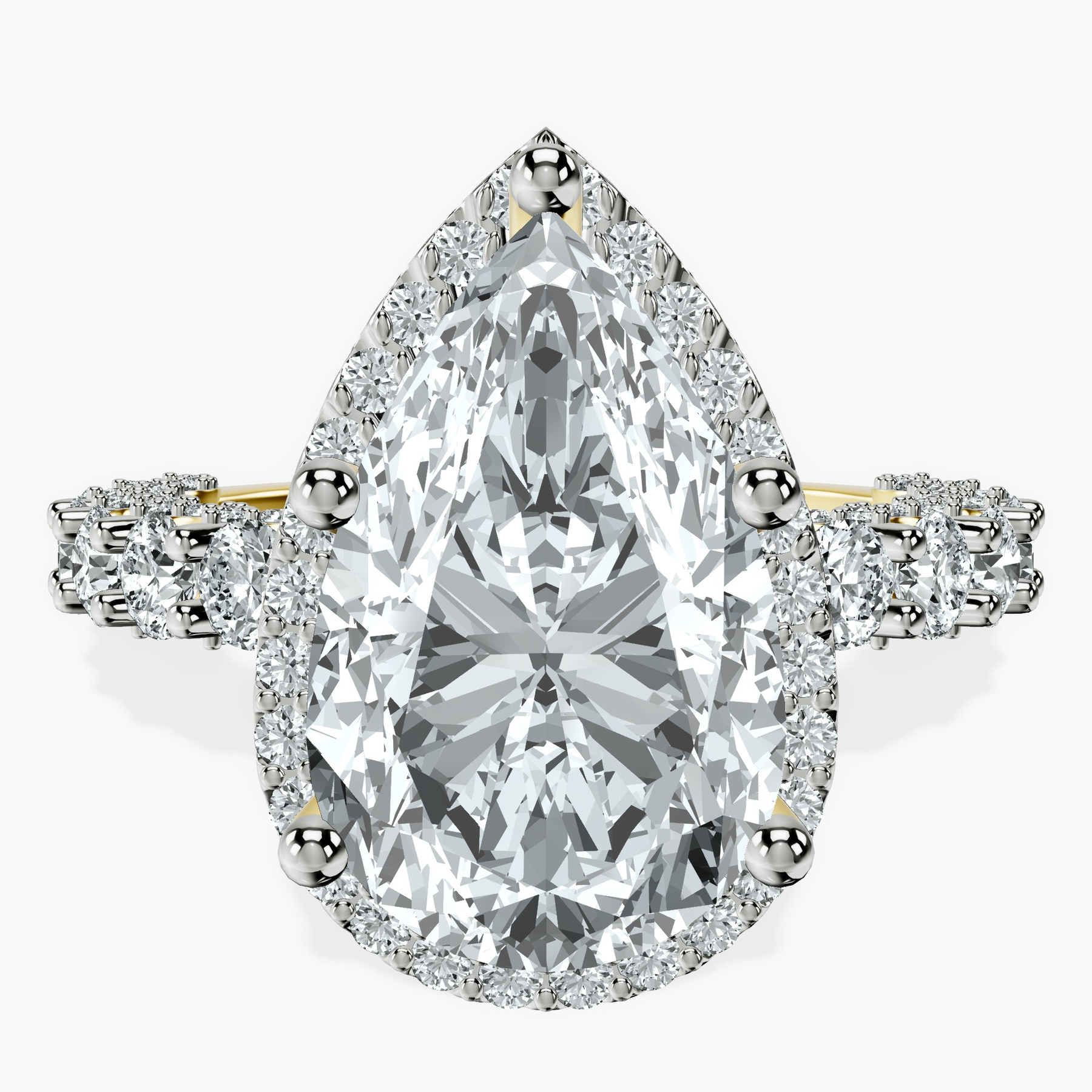 10kt Yellow Gold Enchanté Side Stones Halo Lab Diamond Ring front image