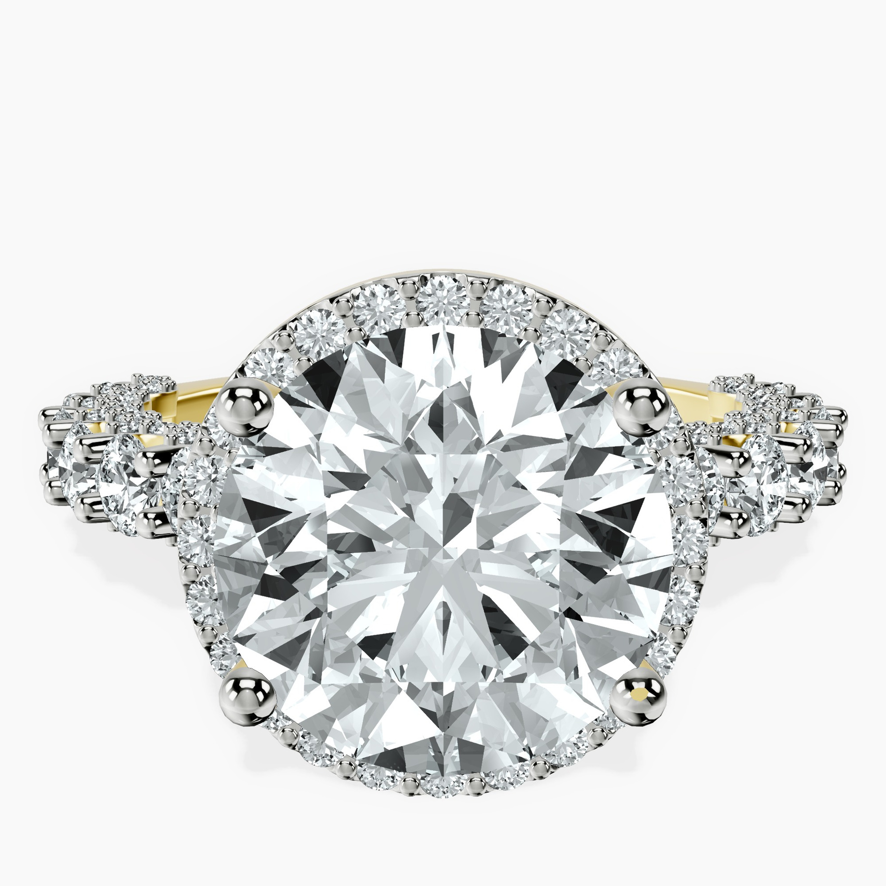 10kt Yellow Gold Enchanté Side Stones Halo Lab Diamond Ring front image