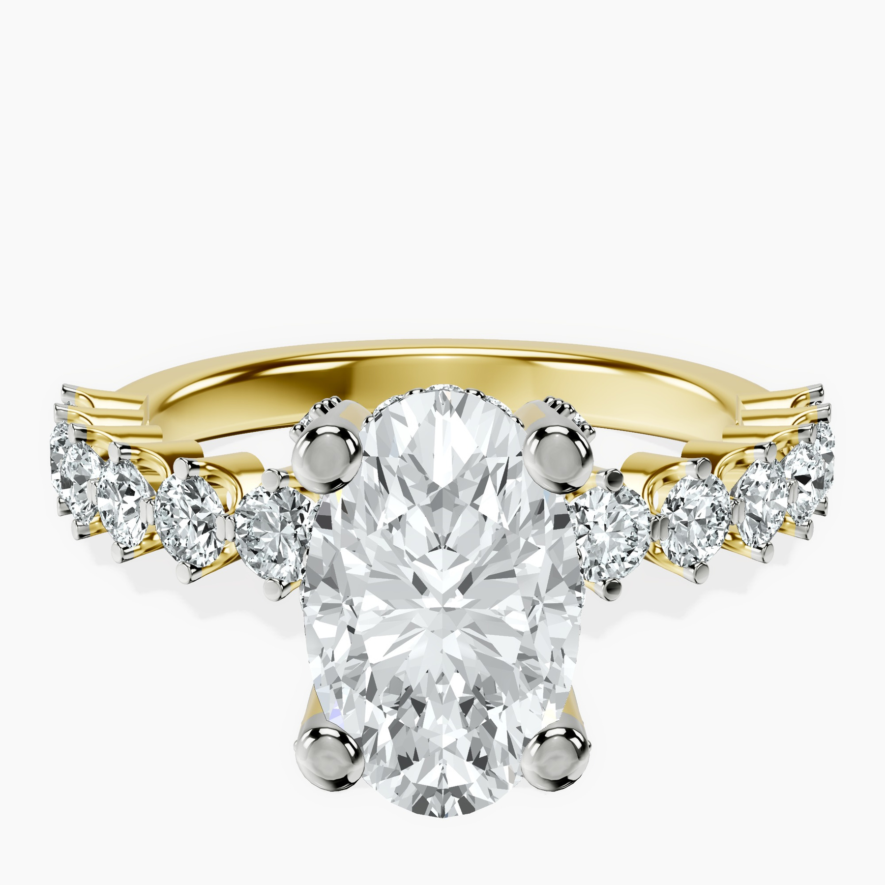 10kt Yellow Gold Caitronia Floating Side Stones Lab Diamond Ring rtr top