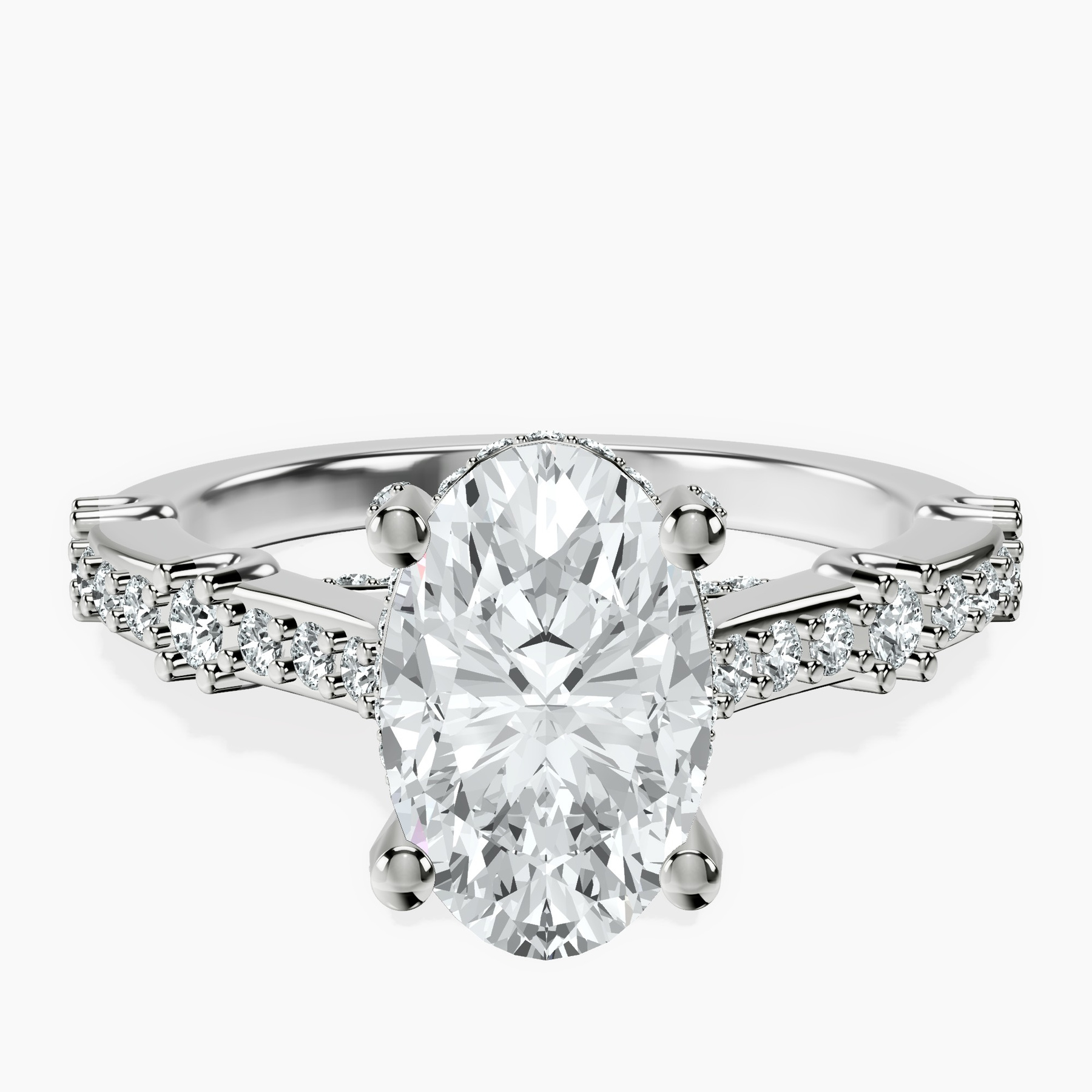 2.06 ct. oval Odyssey lab diamond ring in 18kt white gold rtr top