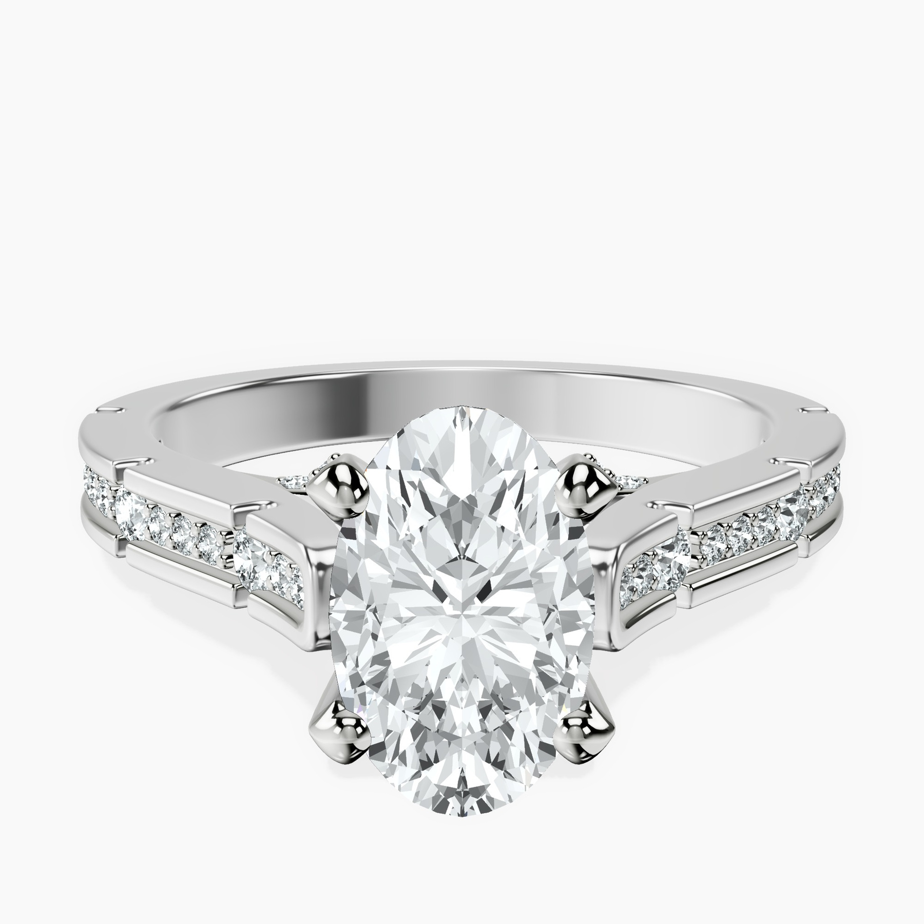 2.06 ct. oval Delphie lab diamond ring in 18kt white gold rtr top
