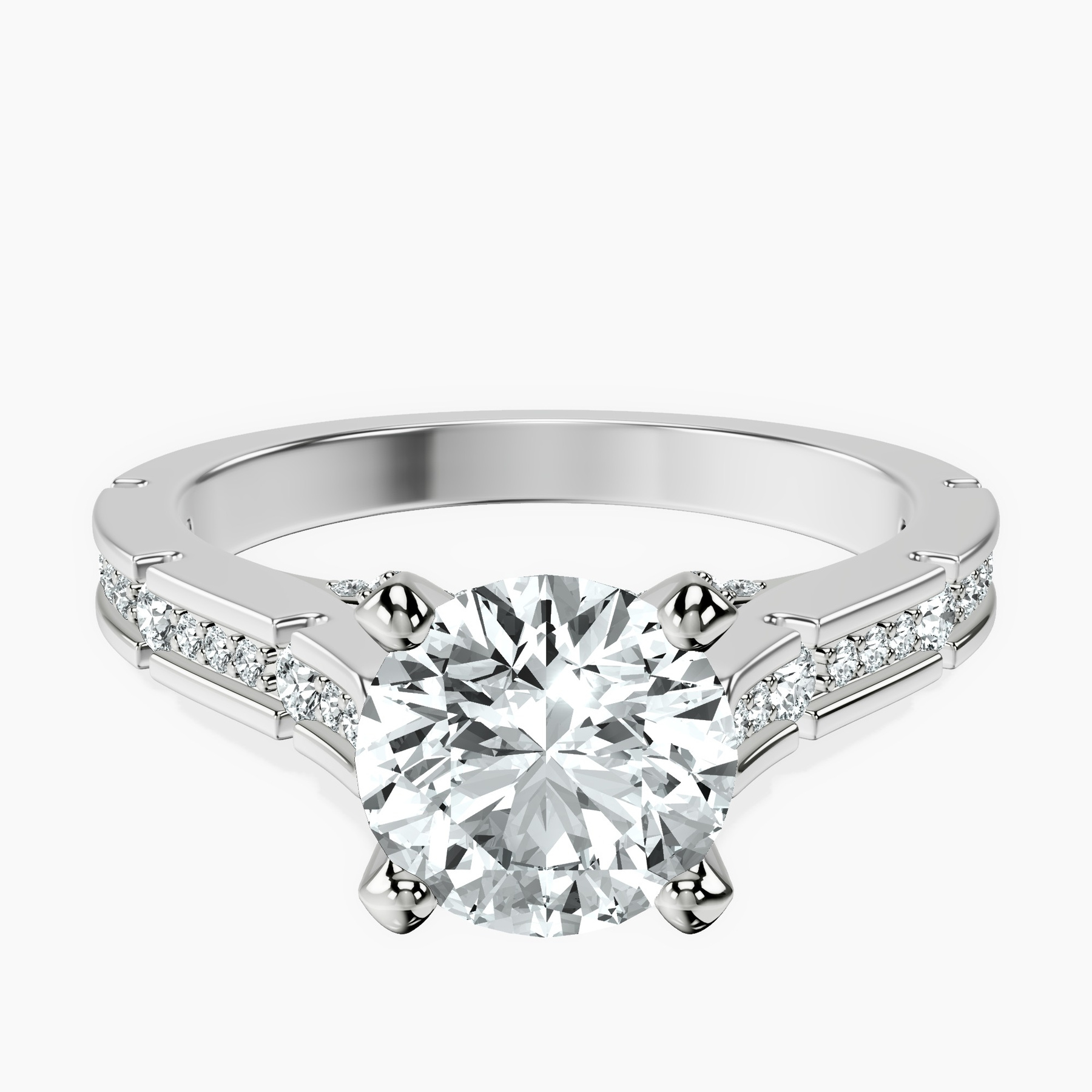 2.82 ct. round Delphie lab diamond ring in 14kt white gold rtr top