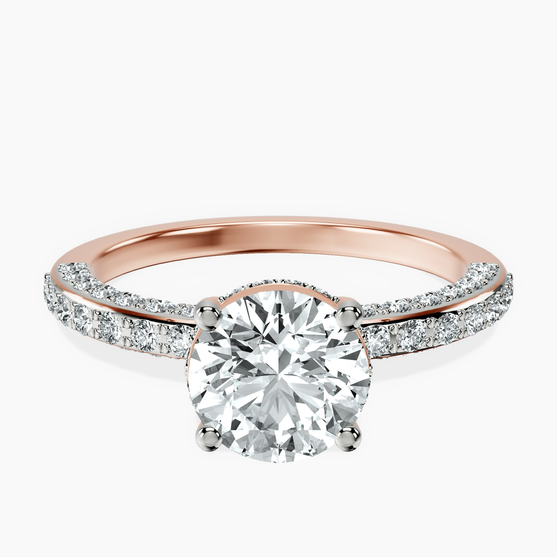 2.82 ct. round Atria Secret Halo Ring in 10kt rose gold rtr top