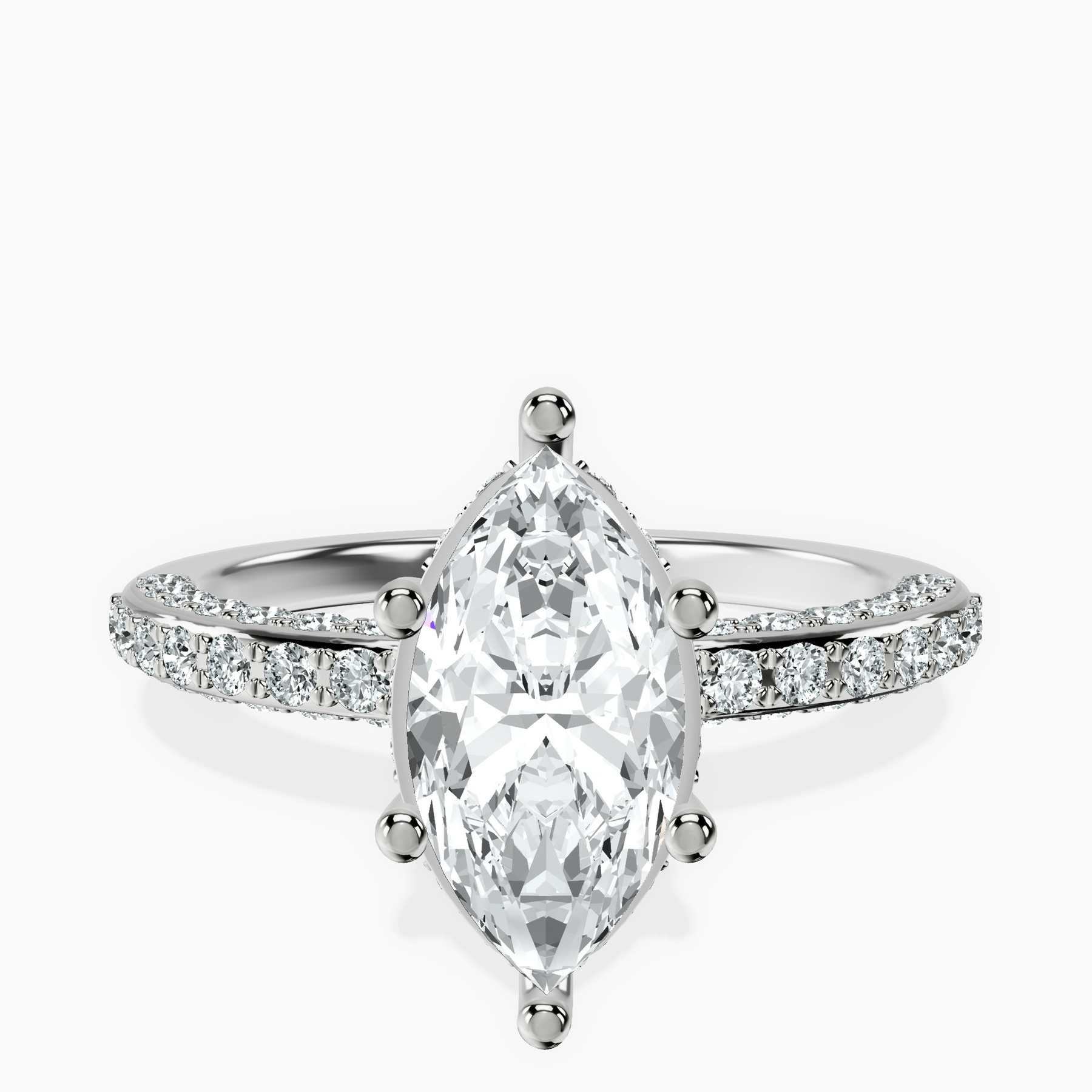 2.92 ct. marquise Atria Secret Halo Ring in platinum rtr top