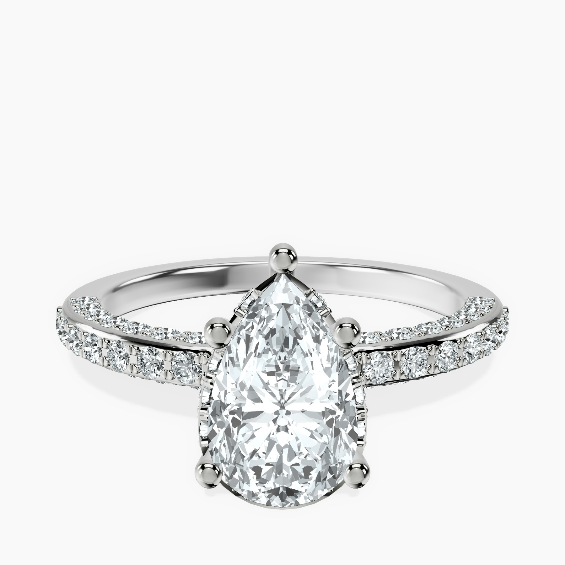 2.81 ct. pear Atria Secret Halo Ring in platinum rtr top