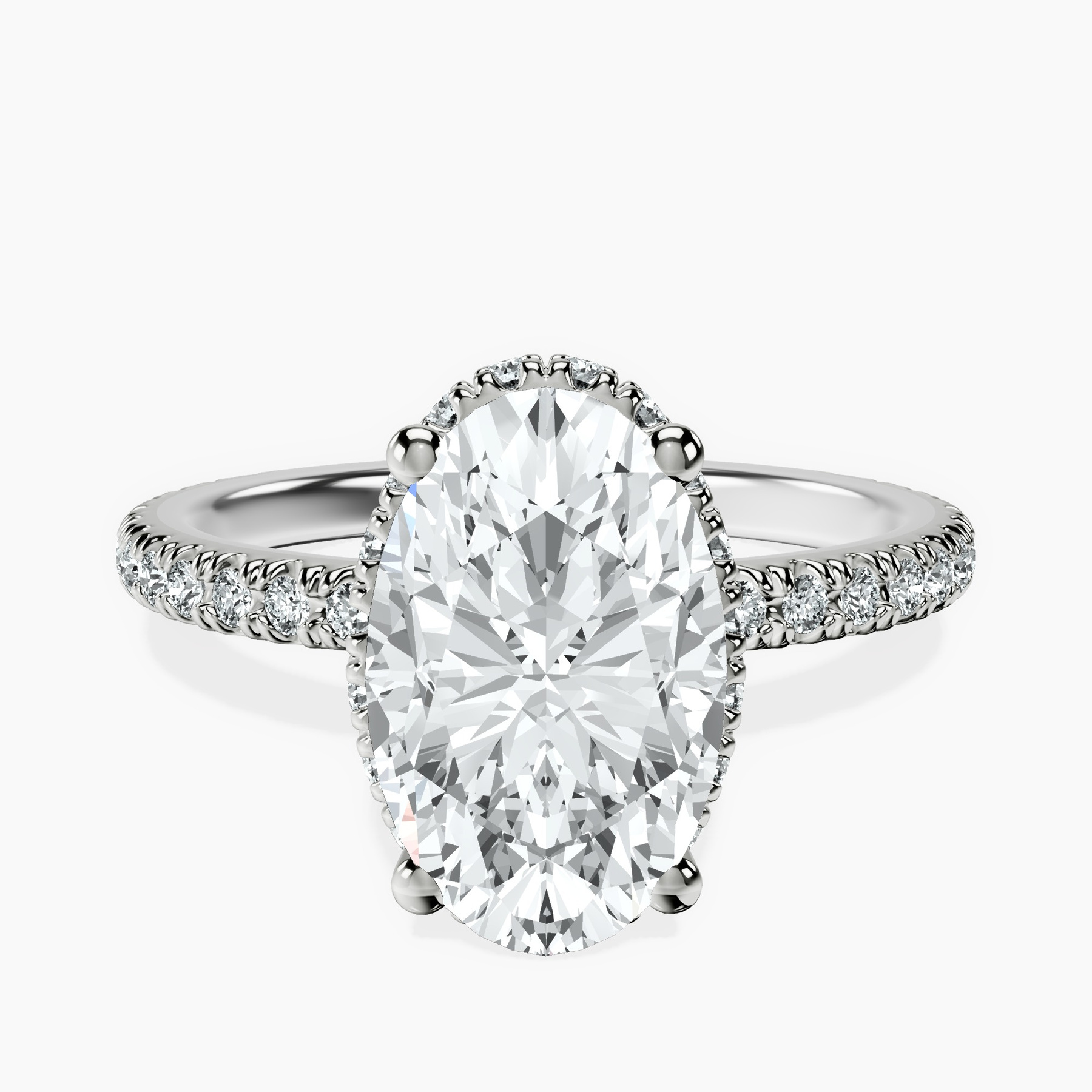 2.99 ct. oval Cleopatra Ring in 18kt white gold rtr top