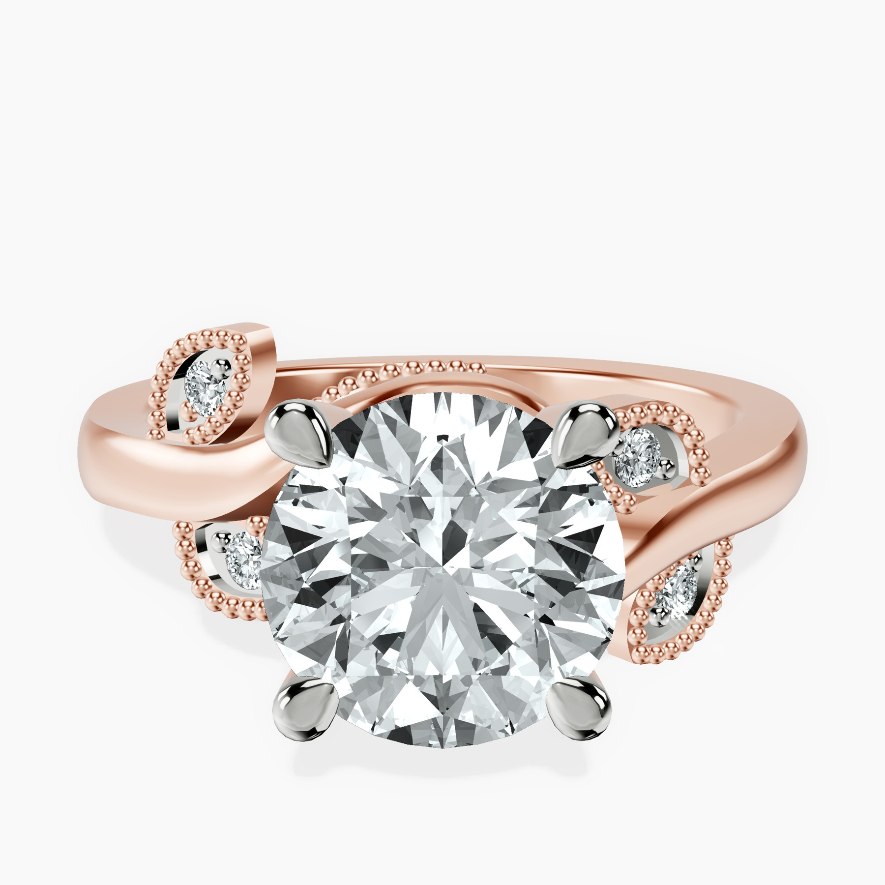 2.82 ct. round Rosé Ring in 10kt rose gold rtr top