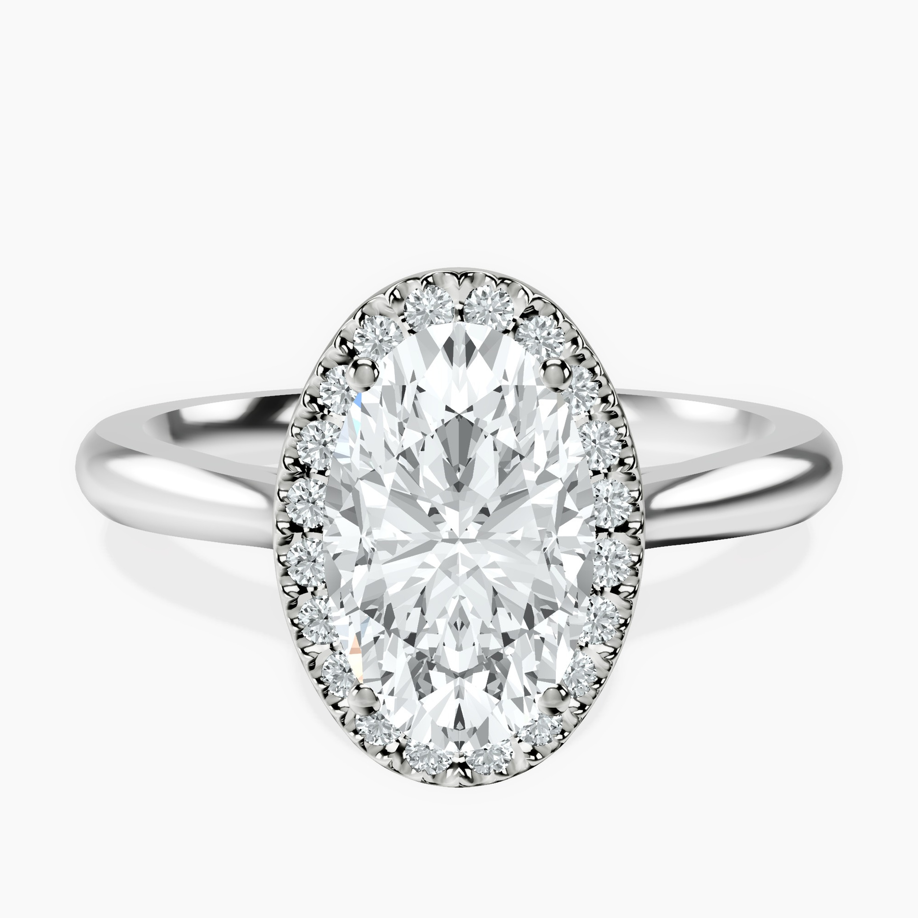 10kt White Gold Harriet Halo 2mm Lab Diamond Ring rtr top