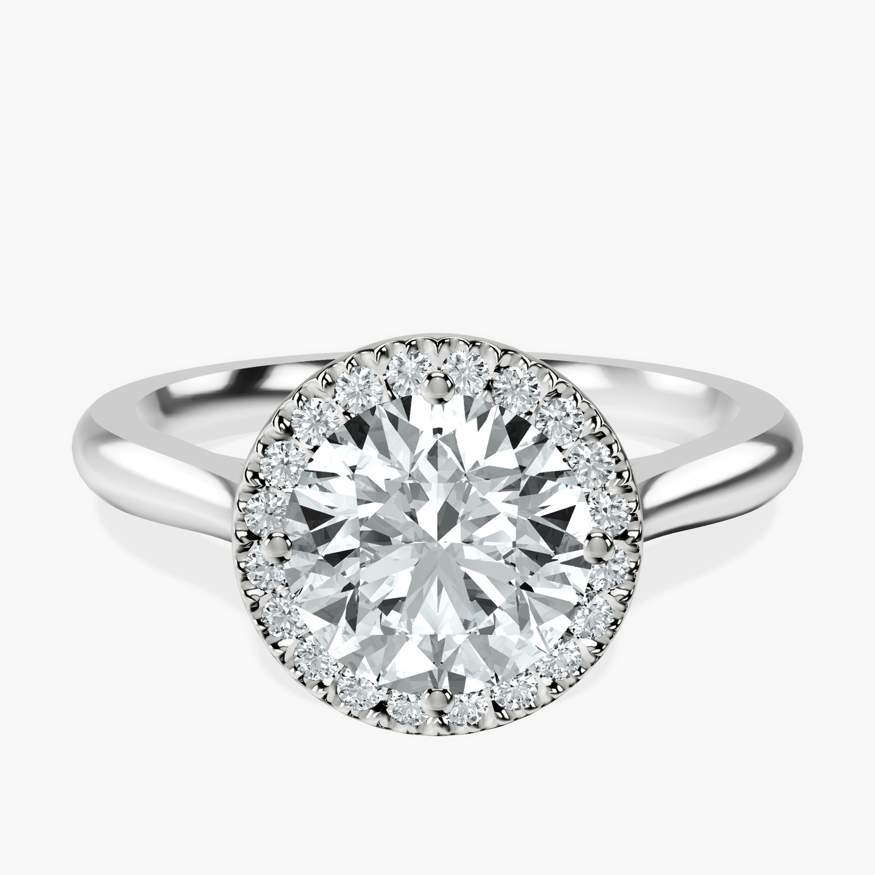 10kt White Gold Harriet Halo 2mm Lab Diamond Ring rtr top