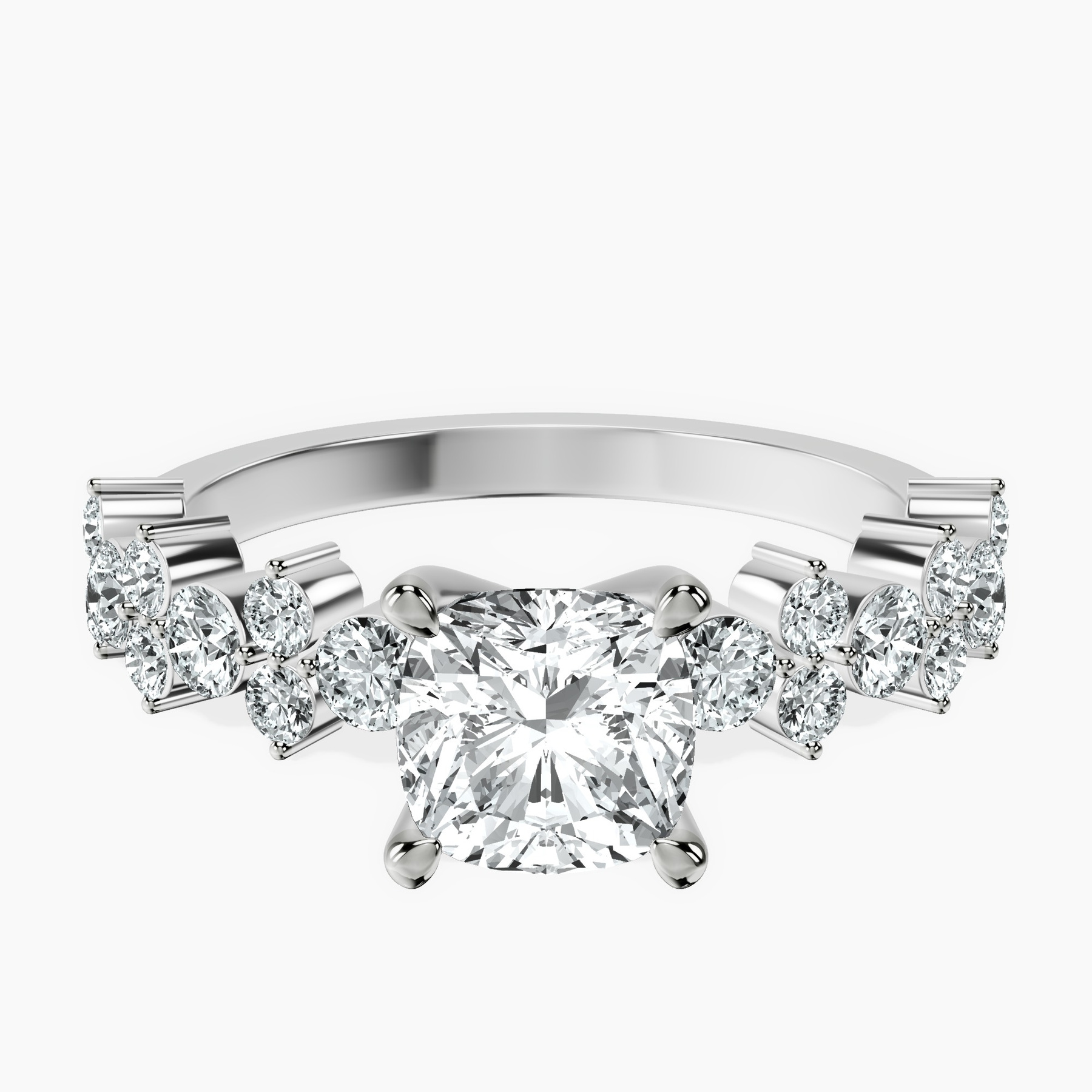 1.49 ct. cushion Dorothea Ring in platinum rtr top