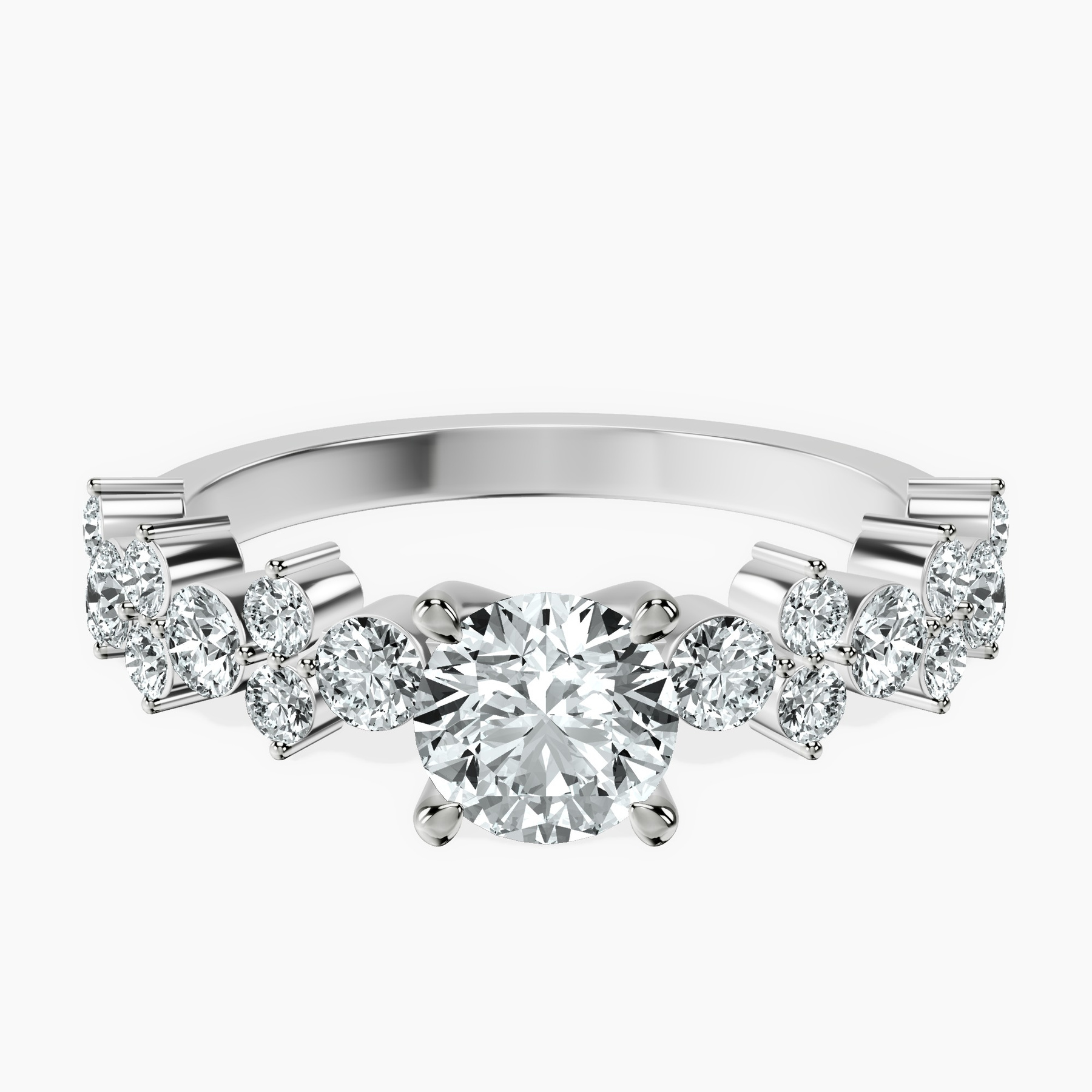 Platinum Dorothea Side Stone Lab Diamond Ring front image