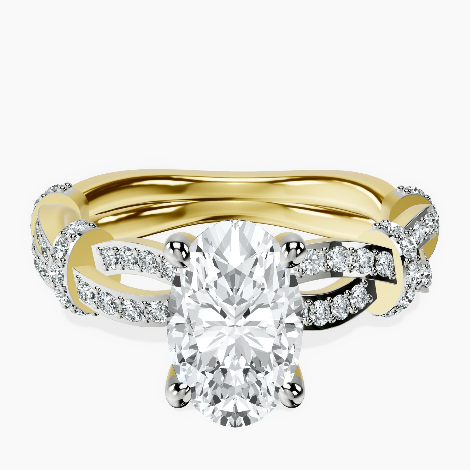 2.06 ct. oval Charlotte Ring in 10kt yellow gold rtr top