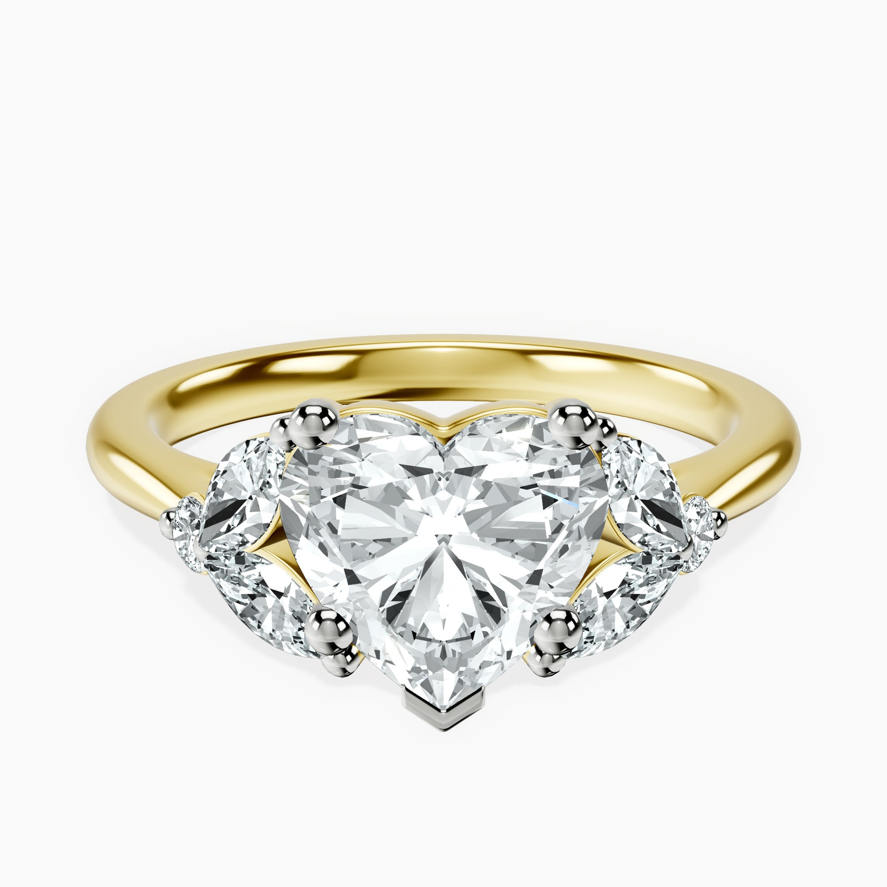 3.77 ct. heart Beatrice Ring in 14kt yellow gold rtr top