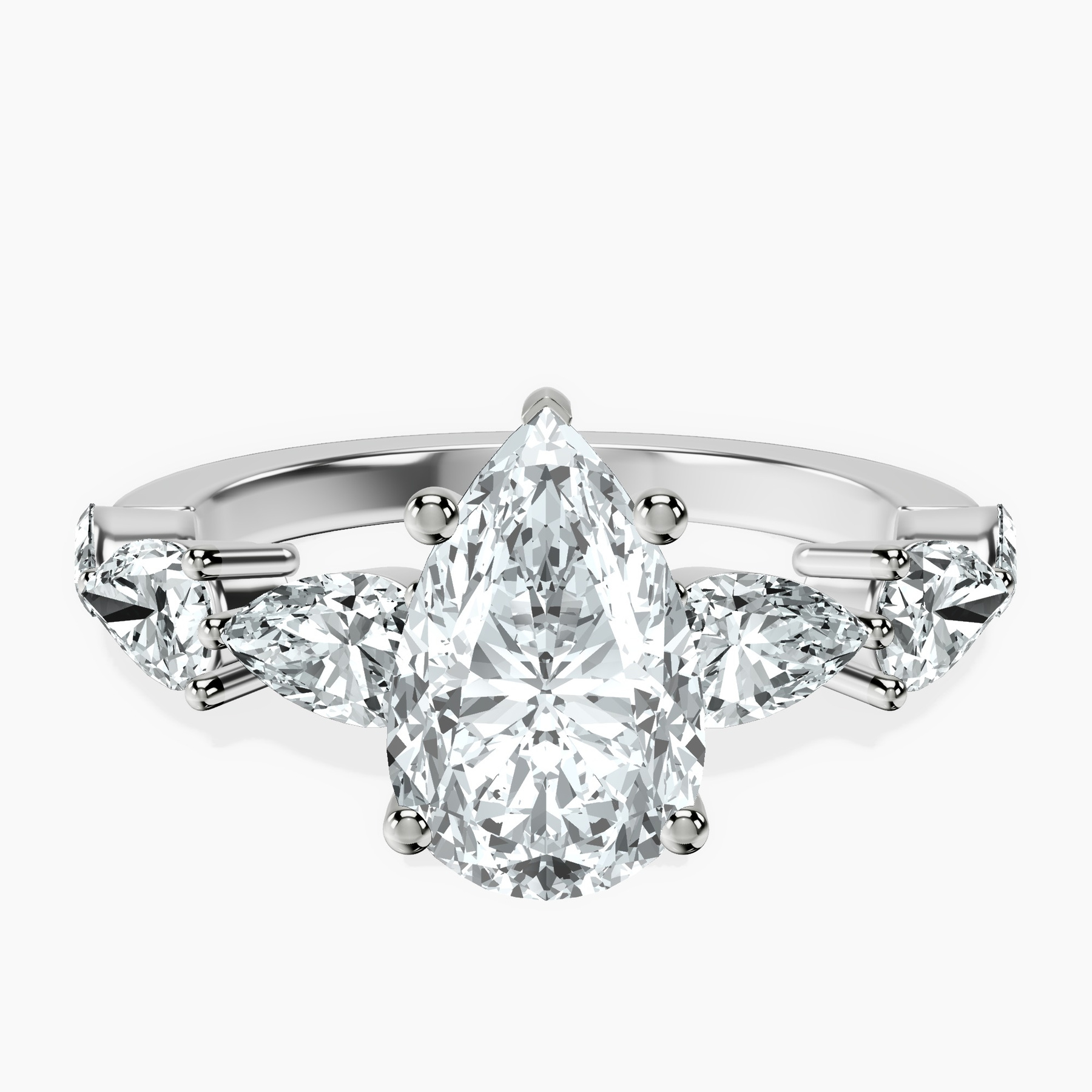 9ct White Gold Frances Side Stone Lab Diamond Ring front image