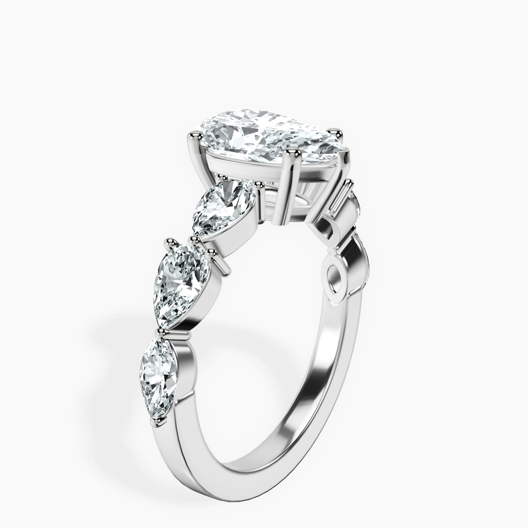 10kt White Gold Frances Side Stone Lab Diamond Ring standing product image one