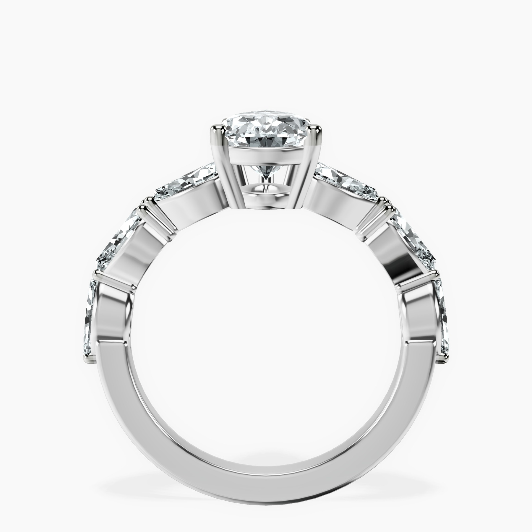 10kt White Gold Frances Side Stone Lab Diamond Ring side right image one