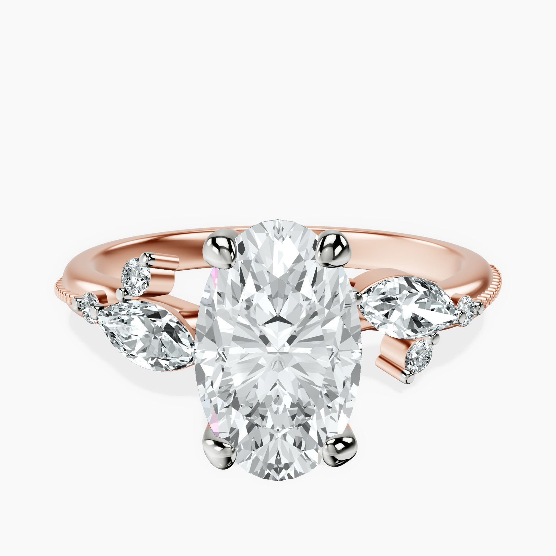 2.99 ct. oval Emmeline Ring in 14kt rose gold rtr top
