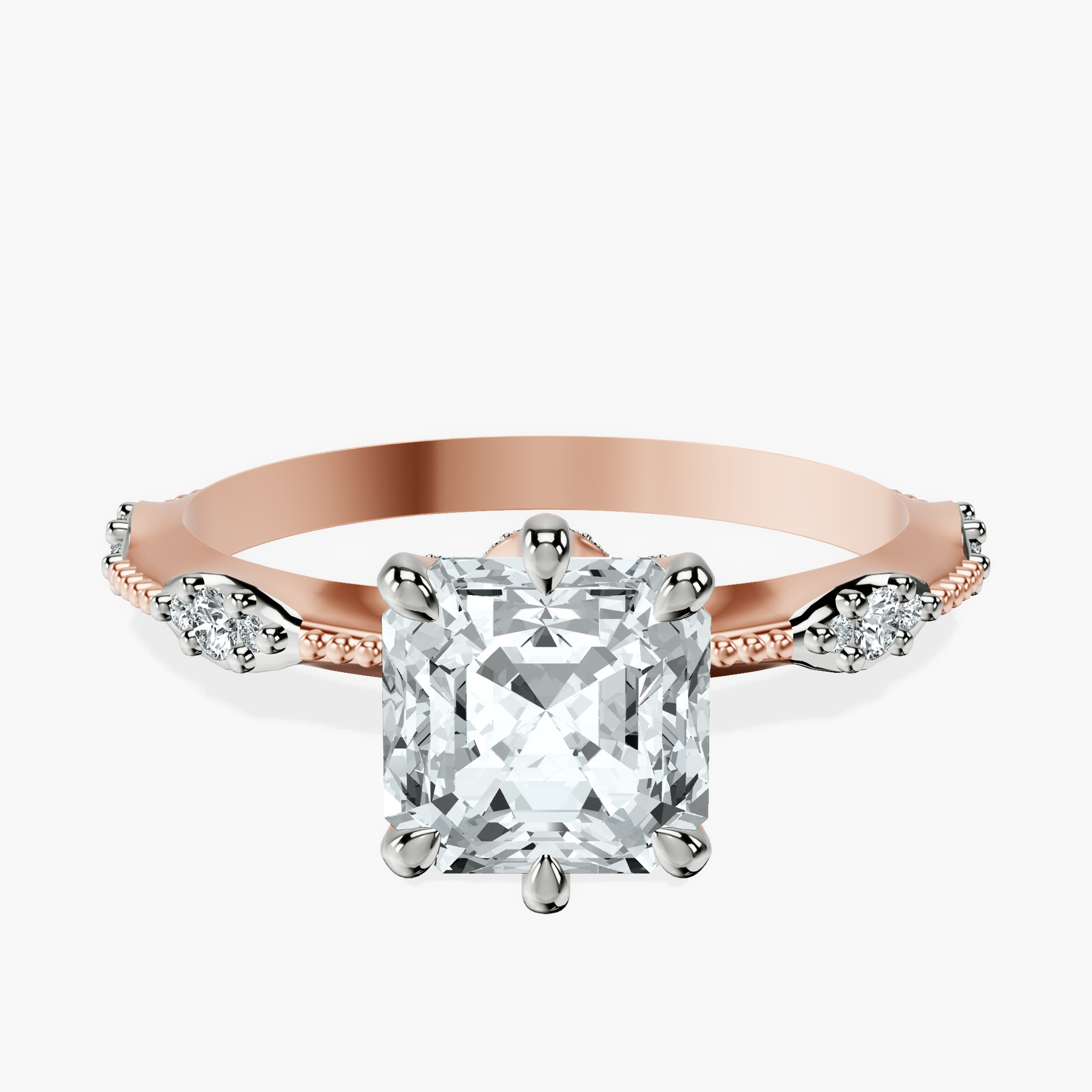 2.91 ct. asscher Theodora Ring in 18kt rose gold rtr top
